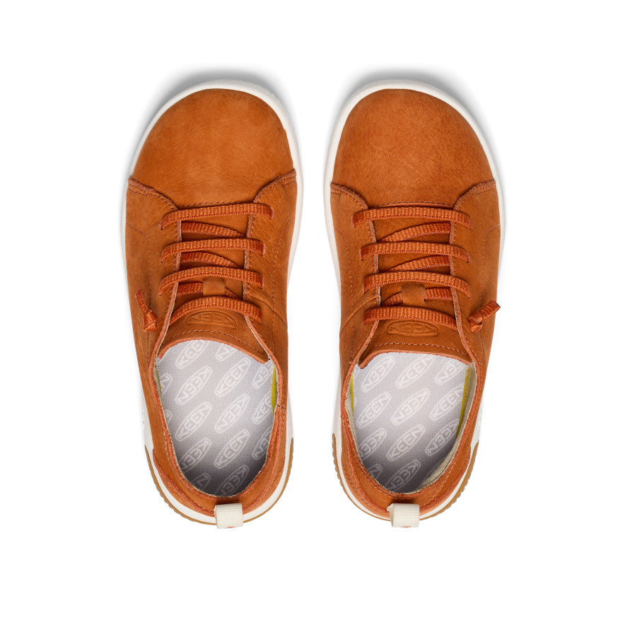 KNX Big Kids' Leather Sneakers - Gold Flame & Star White | Stylish & Comfortable for School, Play & Everyday Wear