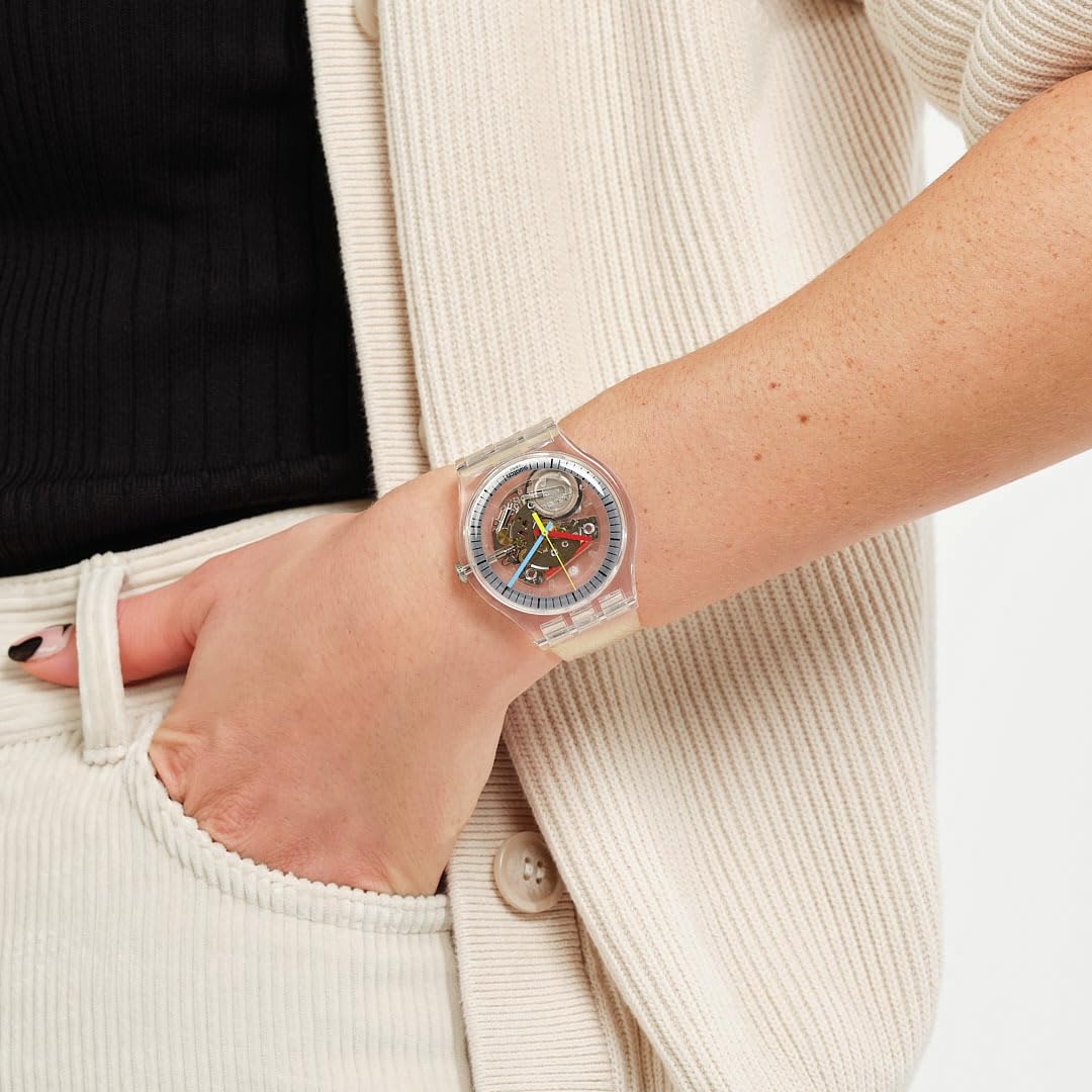 Swatch New Gent BIOSOURCED Clearly Quartz Watch - Stylish Eco-Friendly Unisex Timepiece for Everyday Wear & Casual Outfits