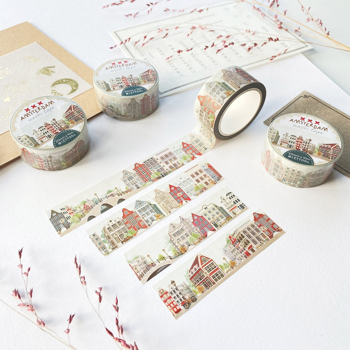 Amsterdam Washi Tape - Decorative Japanese Paper Tape for Scrapbooking, Journaling & DIY Crafts - Perfect for Bullet Journals, Gift Wrapping & Home Decor