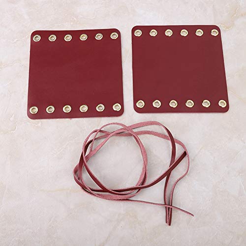 Red Leather Motorcycle Grip Covers 2Pcs with Strap, 4.33 x 4.53inch Handlebar Hand Grip Covers for Motorcycle Modification Accessories, Perfect for Cruiser, Sport, and Touring Bikes