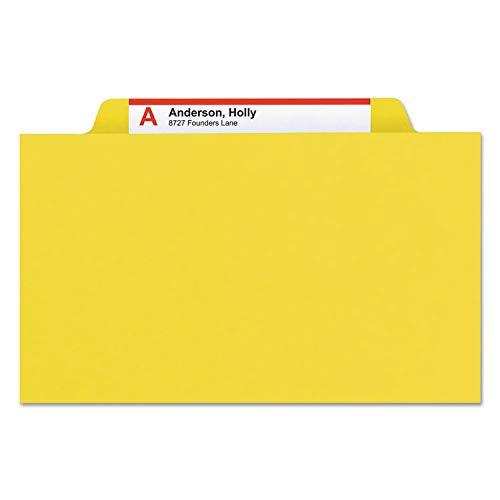 Smead 19084 Pressboard Folders with Two Pocket Dividers - Legal Size 6-Section File Folders, Yellow, 10-Pack Box - Perfect for Office Organization, Document Storage & Filing Systems