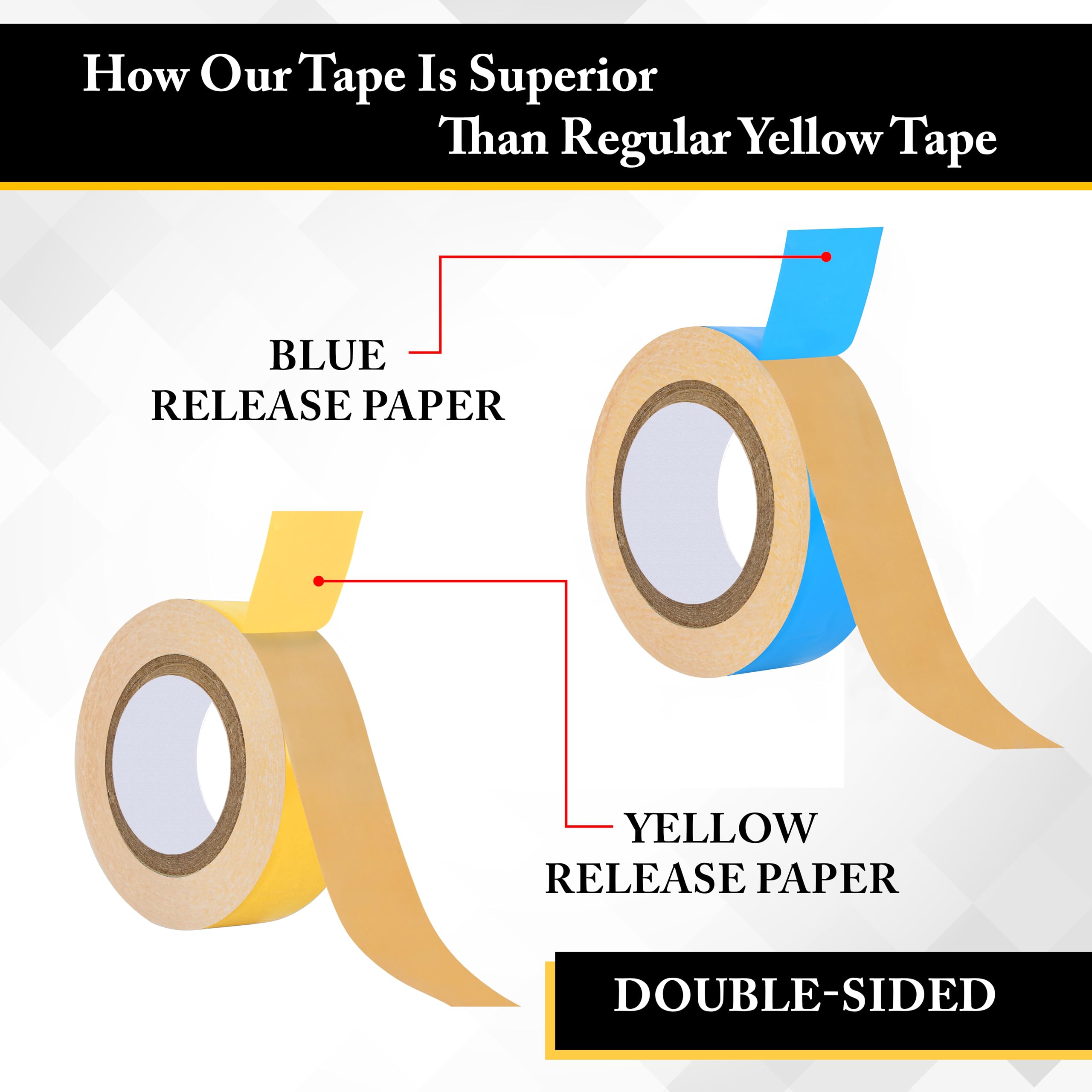 Woolip German Brown Wig Tape - Ultra Strong Hold Hair Patch Tape, 1 Inch Cotton Double Sided Waterproof for Wigs & Hairpieces (Blue/Yellow, 5M Pack) | Perfect for Cosplay, Theater & Daily Wear