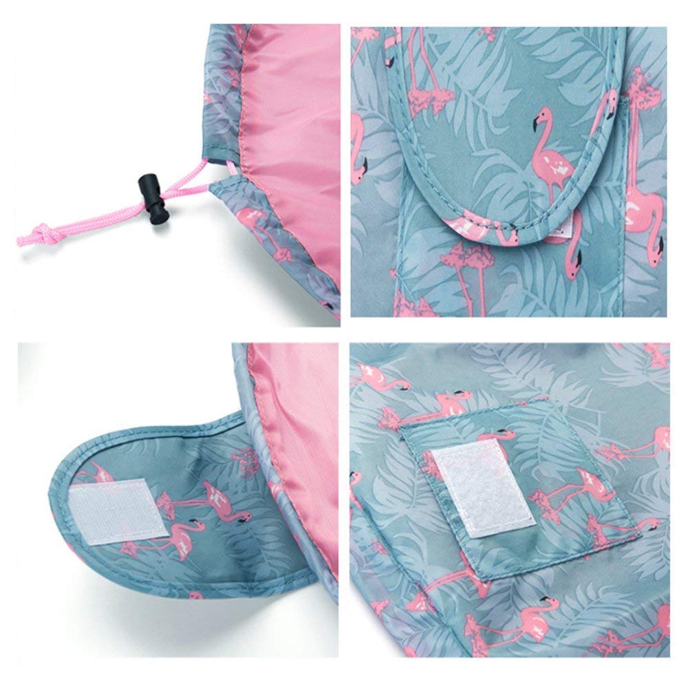 Large Capacity Waterproof Drawstring Makeup Bag - Portable Travel Toiletry Organizer for Women & Girls, Perfect for Cosmetics Storage (Flamingo Design) | Ideal for Travel, Gym & Daily Use