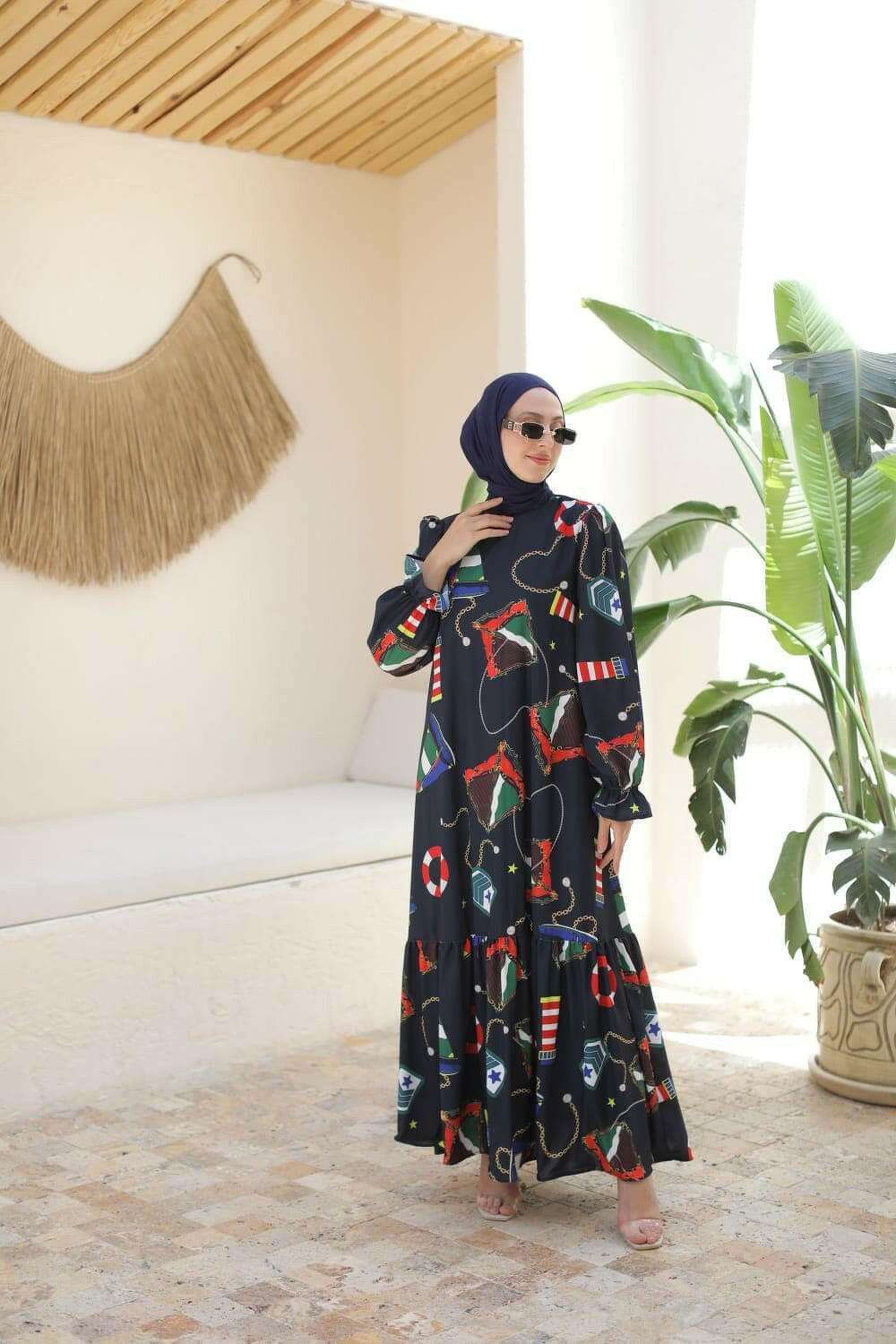Elegant Hazel Long Maxi Dress with Long Sleeves - Flowy Boho Chic Women's Dress for Casual Outings, Beach Vacations & Special Occasions