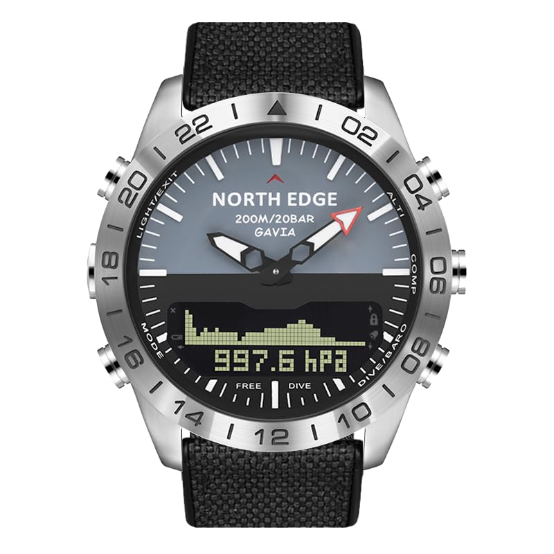 CakCity Men's Analog Digital Altimeter Watch - 20ATM Waterproof Stainless Steel Pilot Watch with Compass for Diving, Hiking & Outdoor Sports | Perfect for Adventurers and Professionals