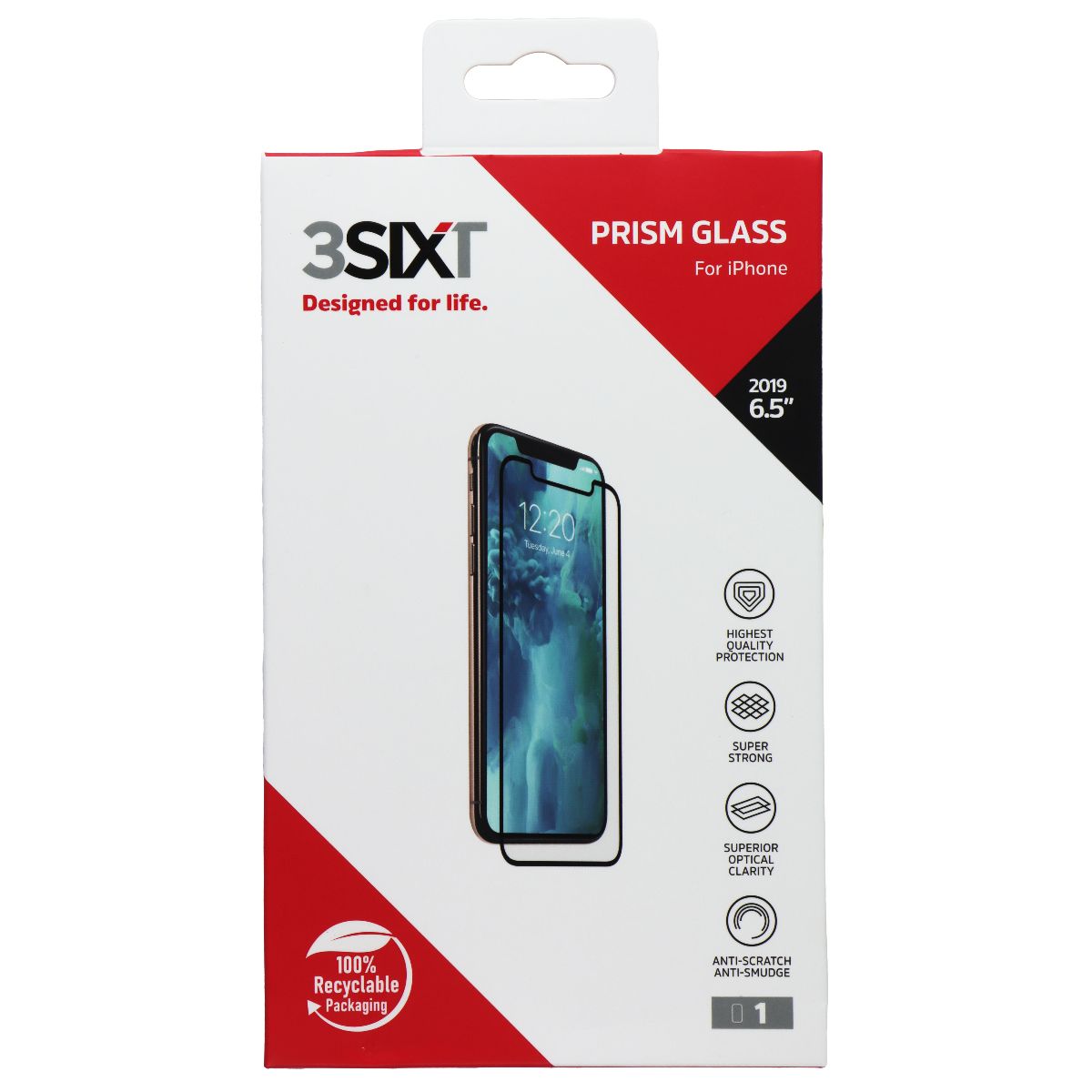 3SIXT Prism Tempered Glass Screen Protector for Apple iPhone 11 Pro Max - HD Clear, Anti-Scratch, Bubble-Free Installation - Perfect for Work, Travel & Everyday Protection