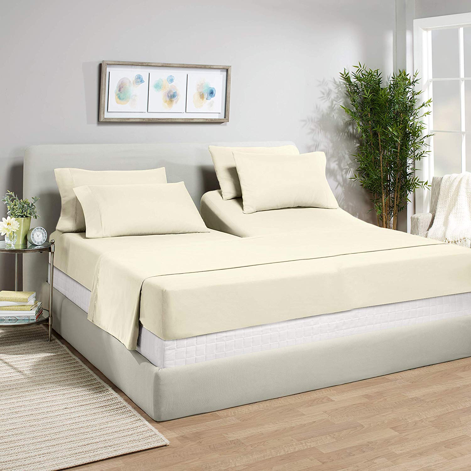 Premium 600 Thread Count 100% Cotton Split King Sheet Set for Adjustable Beds - 15