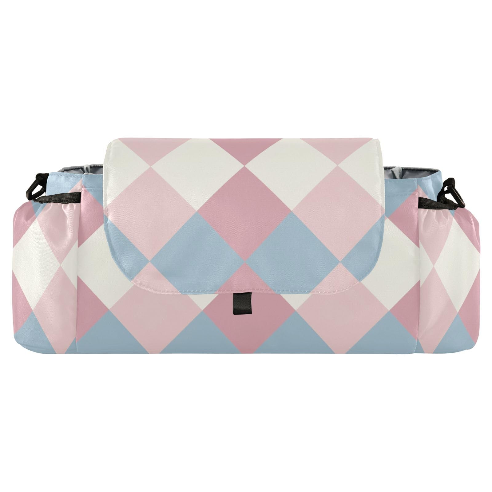 Amooorous Powder Blue Stroller Organizer with Cup Holder - Non-Slip Square Design, Adjustable Straps for Baby Strollers & Car Seats - Perfect for Diapers, Bottles, and Essentials On-The-Go