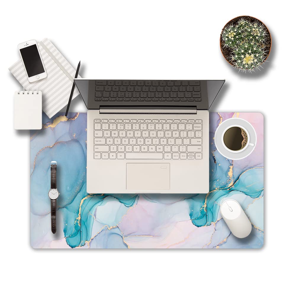 XXL Gaming Mouse Pad - Non-Slip Rubber Base, Waterproof Desk Mat for Office & Home (Green Marble)