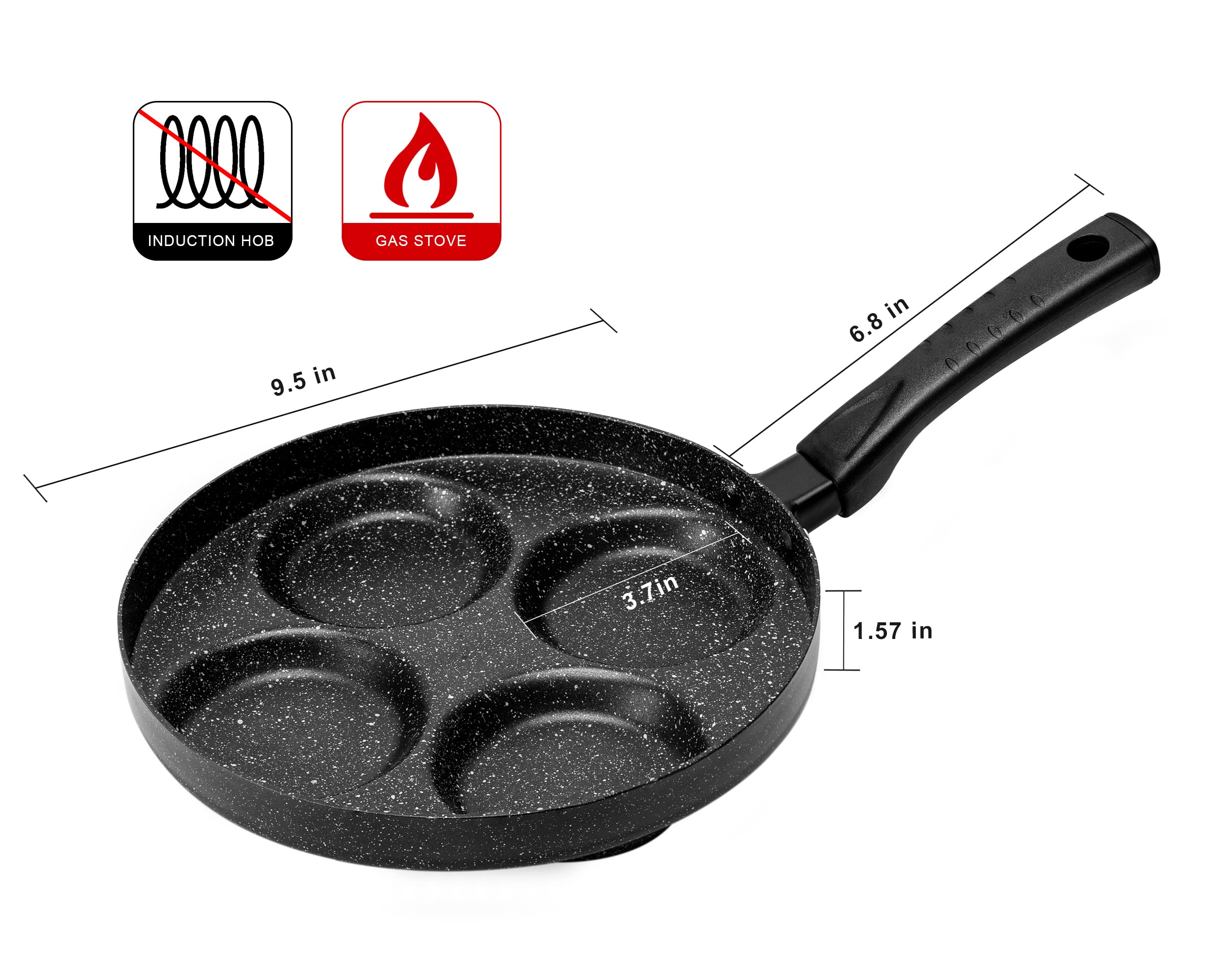 MyLifeUNIT Aluminum 4-Cup Egg Frying Pan - Non Stick Egg Cooker Pan for Perfect Sunny Side Up & Omelets - Ideal for Breakfast, Camping & Small Kitchens
