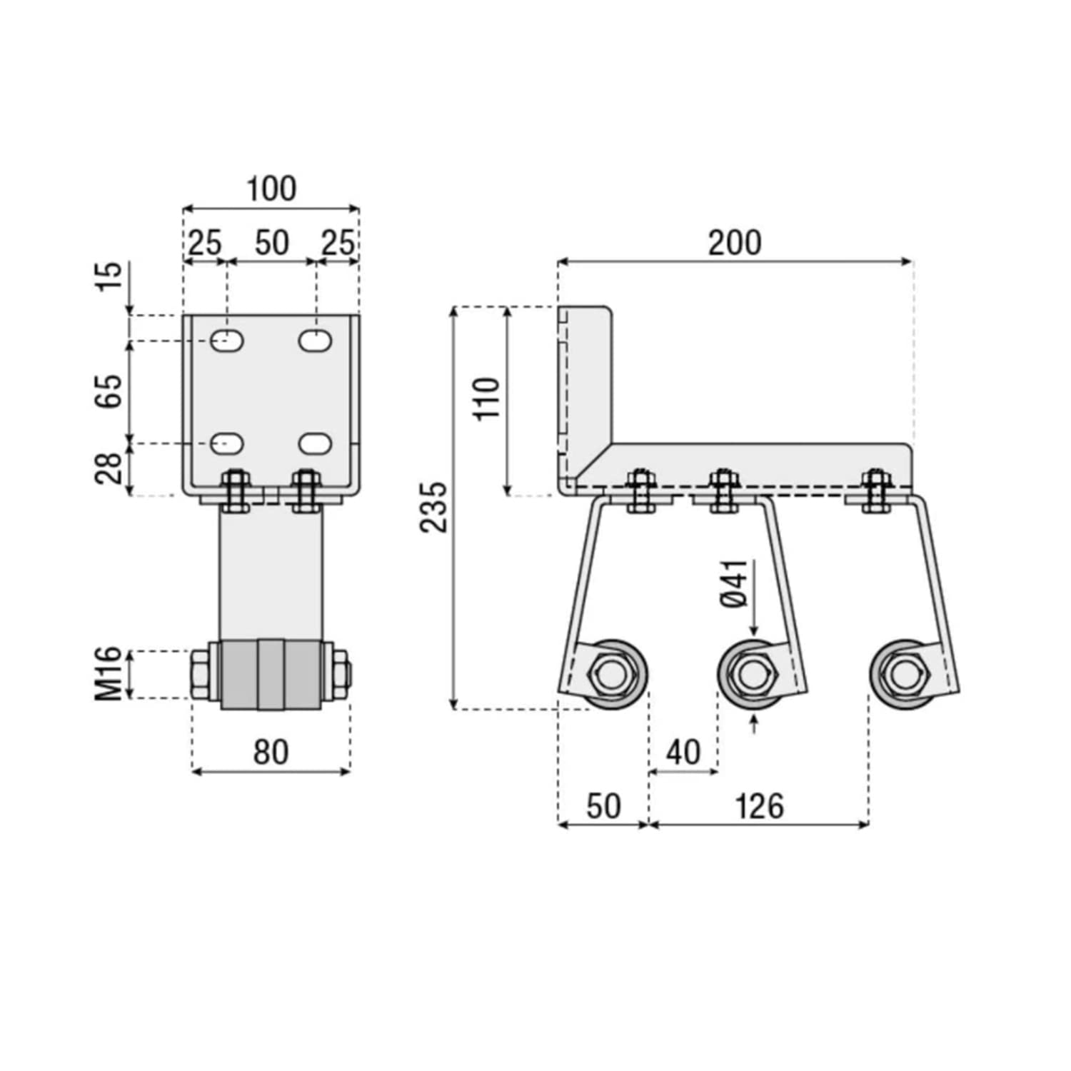 Heavy Duty Adjustable Slide Gate Receivers with Rollers - Truck Assembly Post Mounting Bracket Kit for Secure Fence & Driveway Access Control