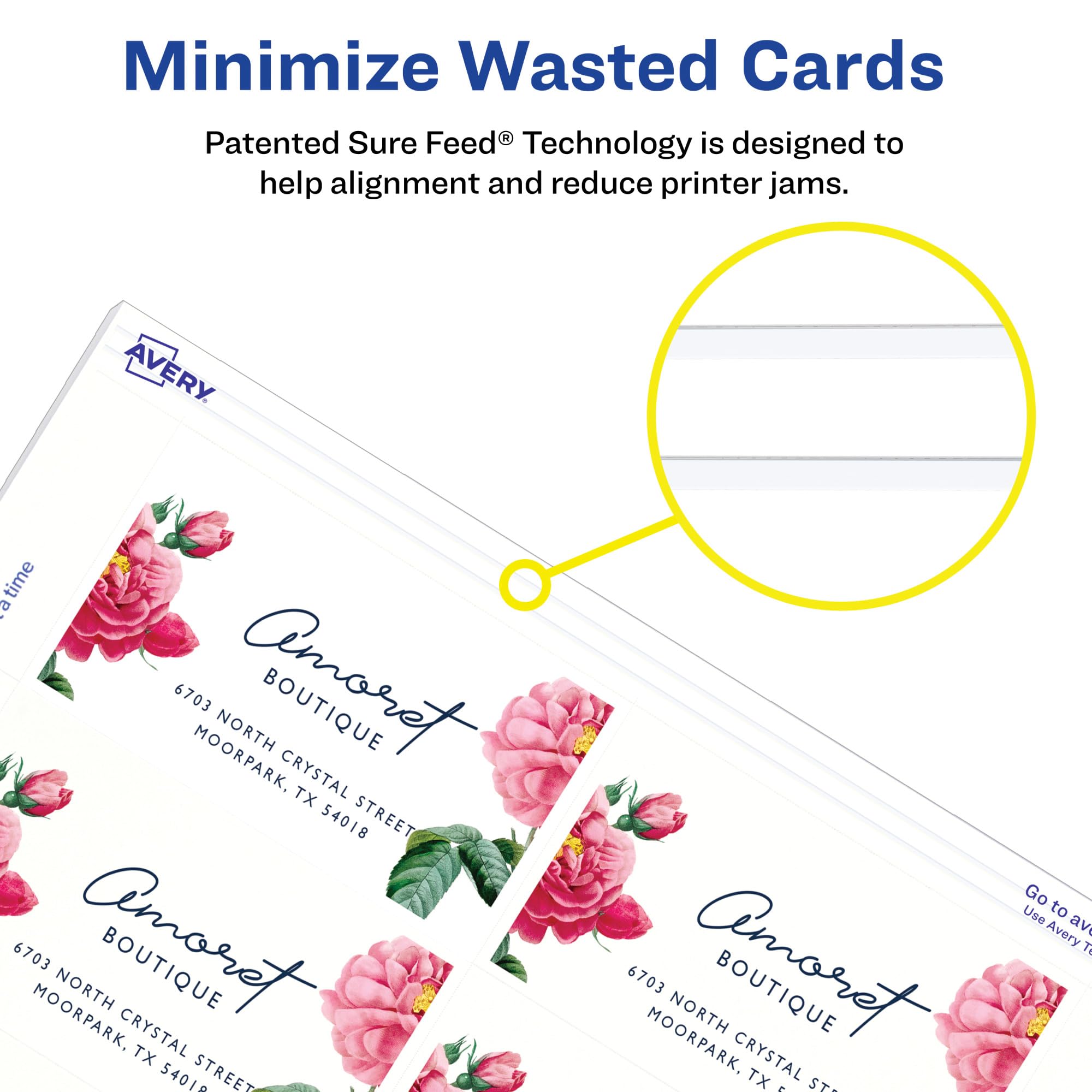 Avery Clean Edge Printable Business Cards with Sure Feed Technology, 2