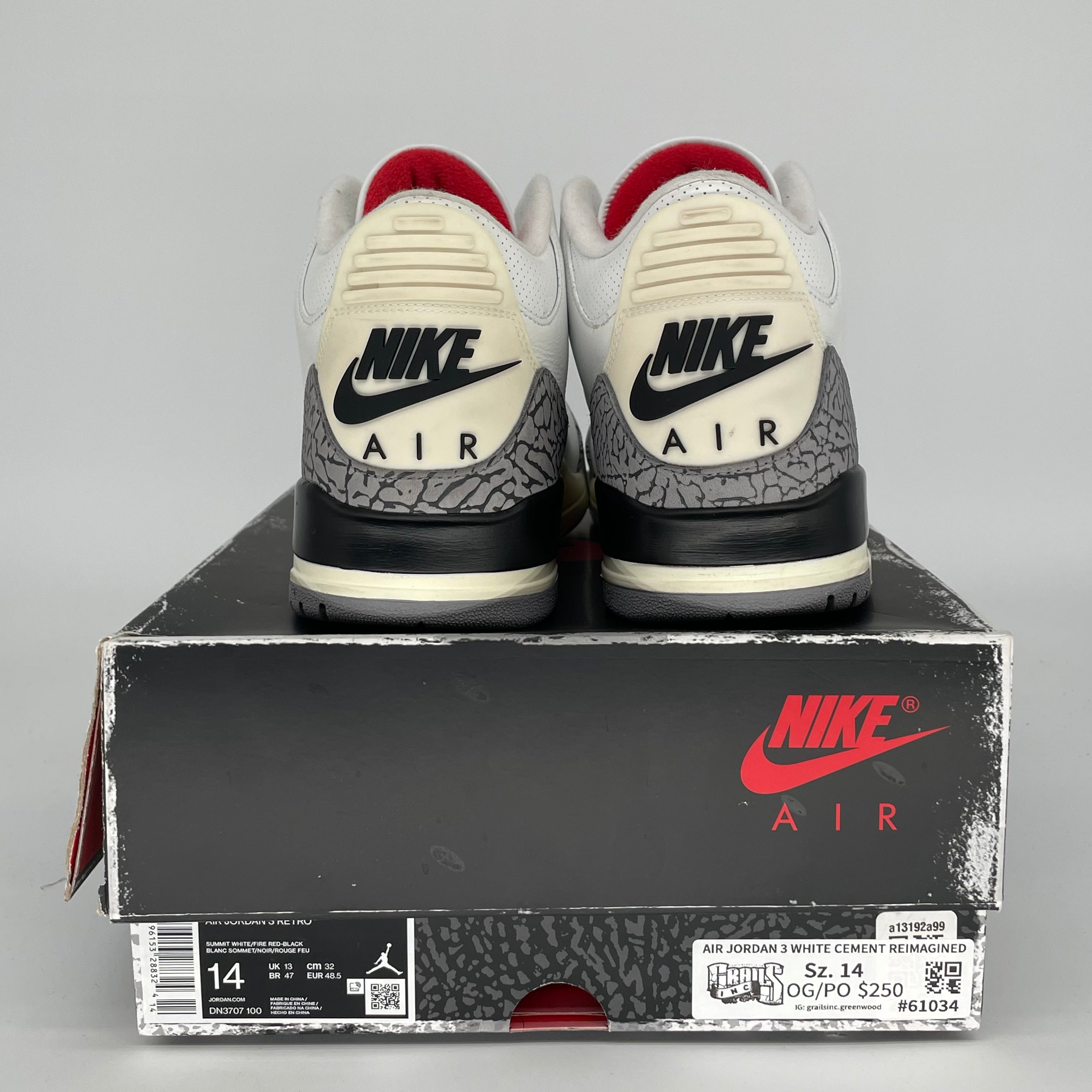 Original Air Jordan 3 White Cement Reimagined Retro Basketball Shoes - Size 14 (DN3707-100) - Authentic Sneakers for Men, Streetwear & Casual Outfits