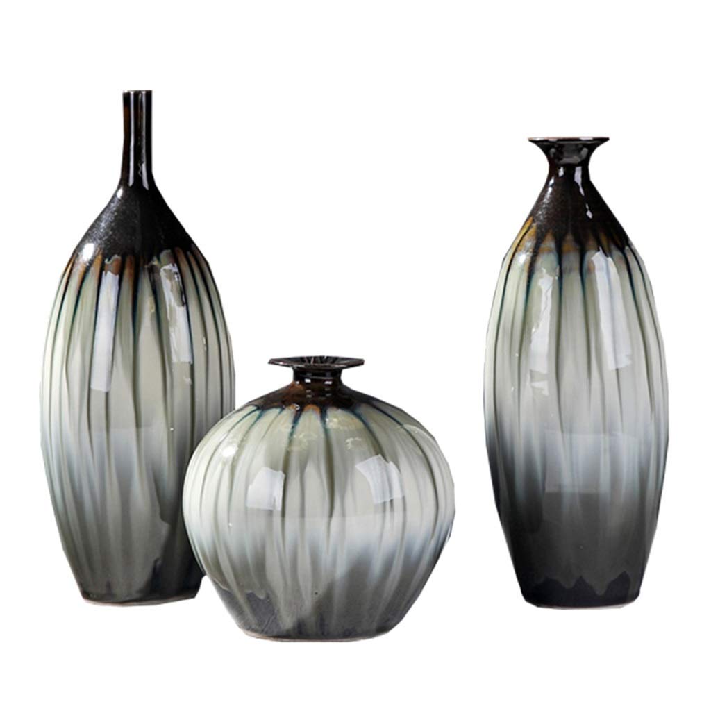 European Style Retro Ceramic Vase - Handcrafted Black Pottery Flower Vase for Home Decor, Living Room Centerpiece, Wedding & Gift Arrangement