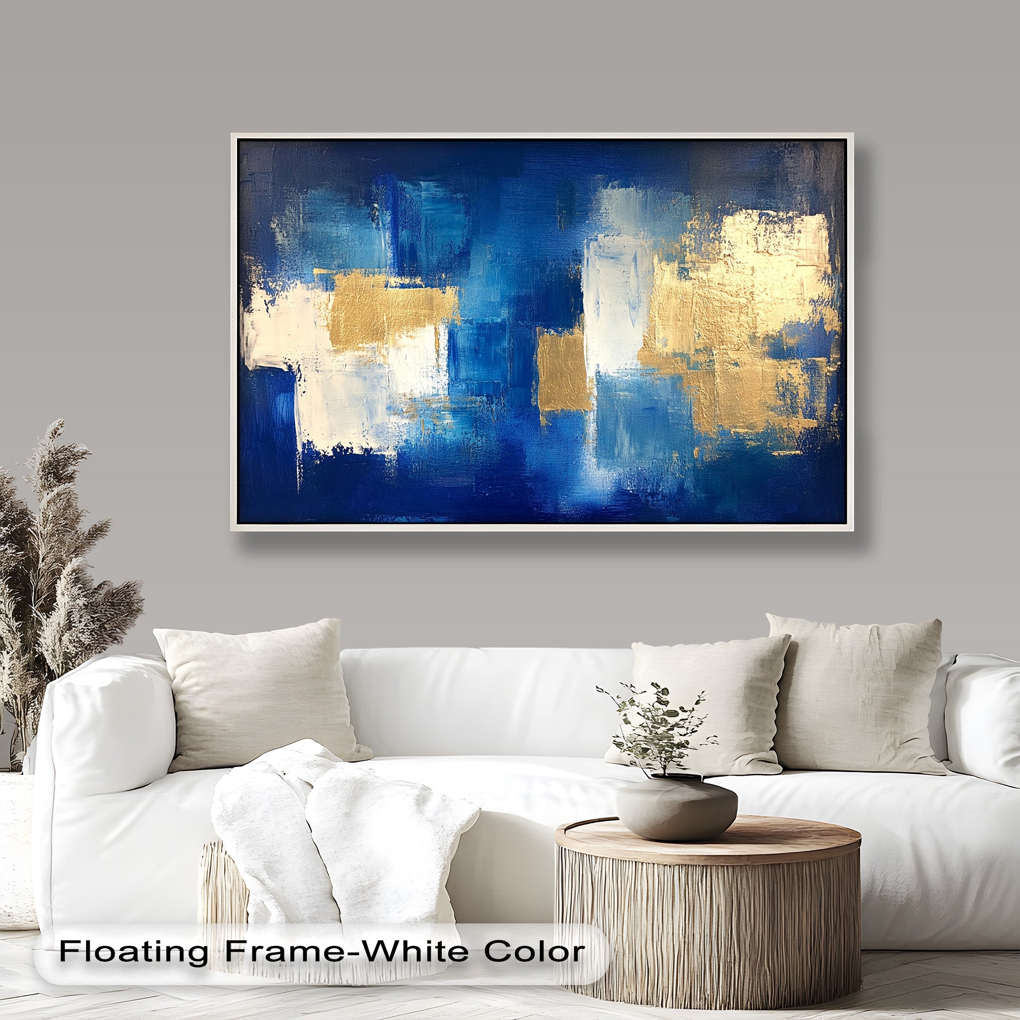 Blue Harmony Abstract Oil Painting - Modern Wall Art for Living Room, Bedroom & Office Decor | Handmade Canvas Artwork