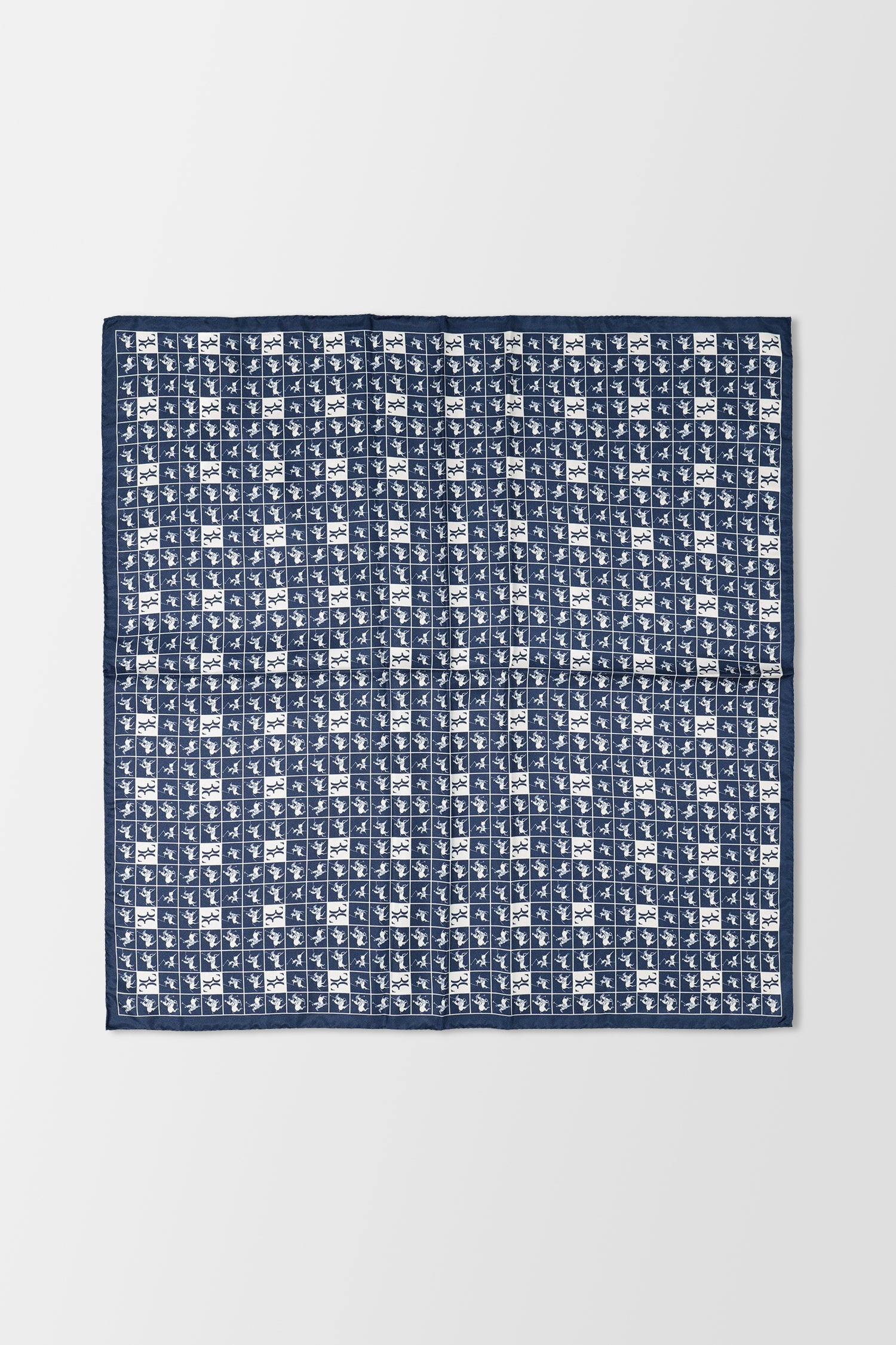 Luxury Billionaire Pochette Horses Print Silk Scarf - Navy Blue - Elegant Fashion Accessory for Women - Perfect for Parties, Weddings & Special Occasions