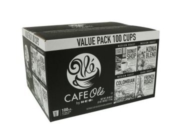 100-Count Cafe Ole Coffee Pods Variety Pack - Donut Shop, Kona Blend, Colombian & French Roast for Keurig Brewers | Perfect for Office, Home & Breakfast Use