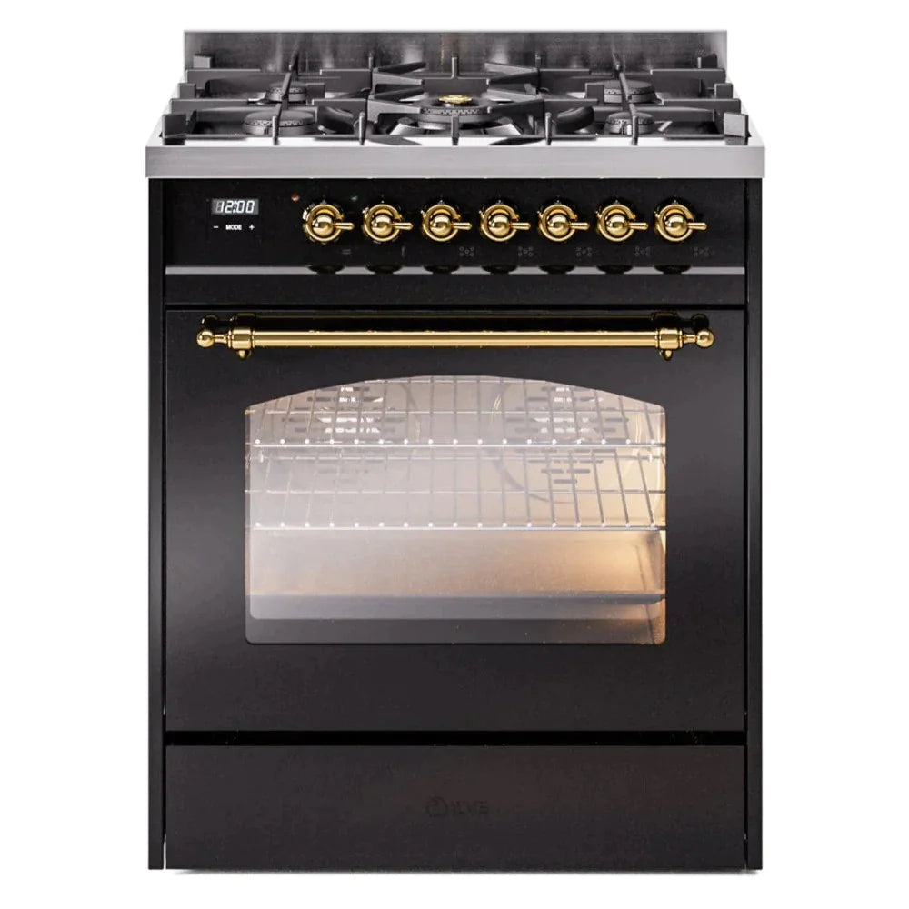ILVE 30 Nostalgie II Series Freestanding Dual Fuel Range with 5 Sealed Burners - Professional Gas Stove & Electric Oven for Home Kitchen - Perfect for Baking, Roasting, and Family Cooking (Model UP30NMP)