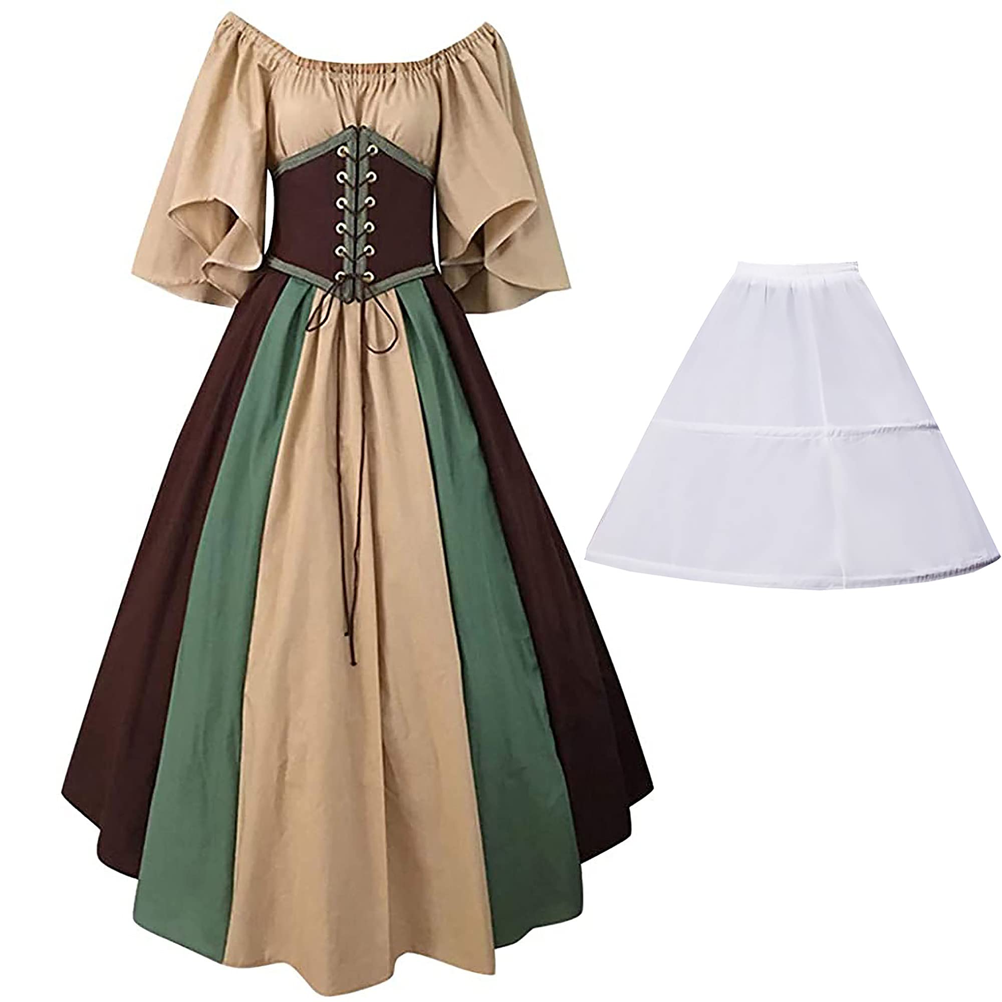Victorian Ball Gown Maxi Dress - Renaissance Medieval Costume for Masquerade Party, Vintage Gothic Lolita Princess Dress - Perfect for Halloween, Cosplay, Themed Events and Historical Reenactments