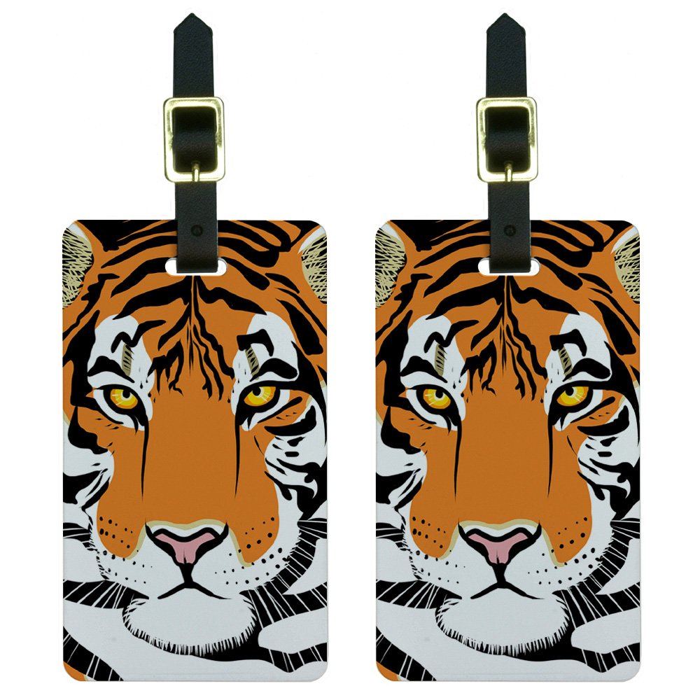 Bengal Tiger & Siberian Orange Big Cat Luggage Tags - Set of 2 Durable Suitcase ID Tags for Travel Accessories | Perfect for Airports, Cruise Ships & Pet Lovers