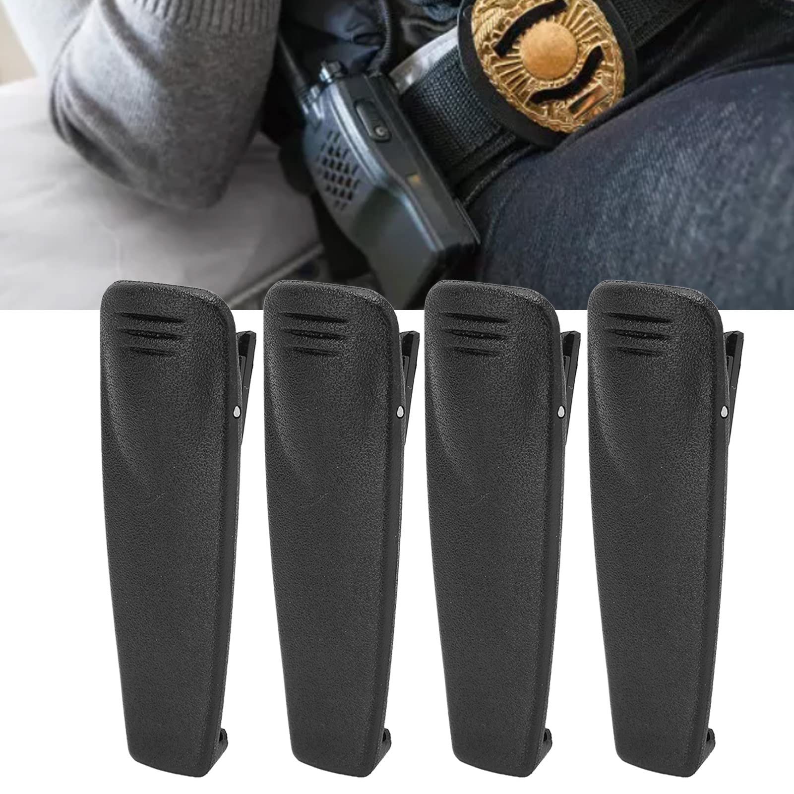 Heavy Duty Walkie Talkie Belt Clip - 4 Pack Replacement for RDU2080D, RDU4100, RDU4160D, CP1800, CP1100 2-Way Radios | Durable Hard Plastic Radio Accessory for Construction, Security & Outdoor Activities