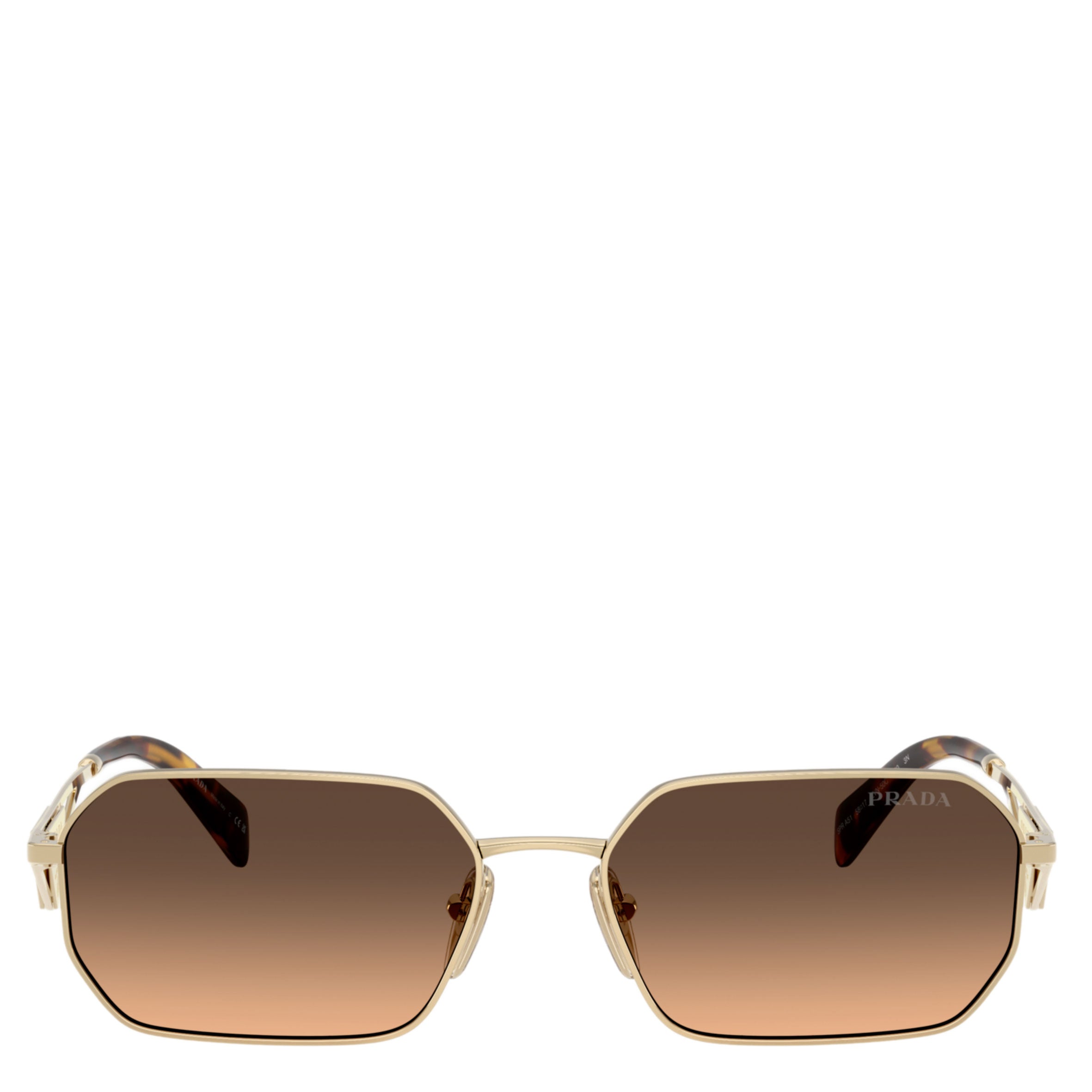 PRADA PRA51 Triangle Rectangle Sunglasses - Gold Frame UV Protection - Luxury Designer Shades for Women & Men - Perfect for Beach, Driving & Fashion Outfits