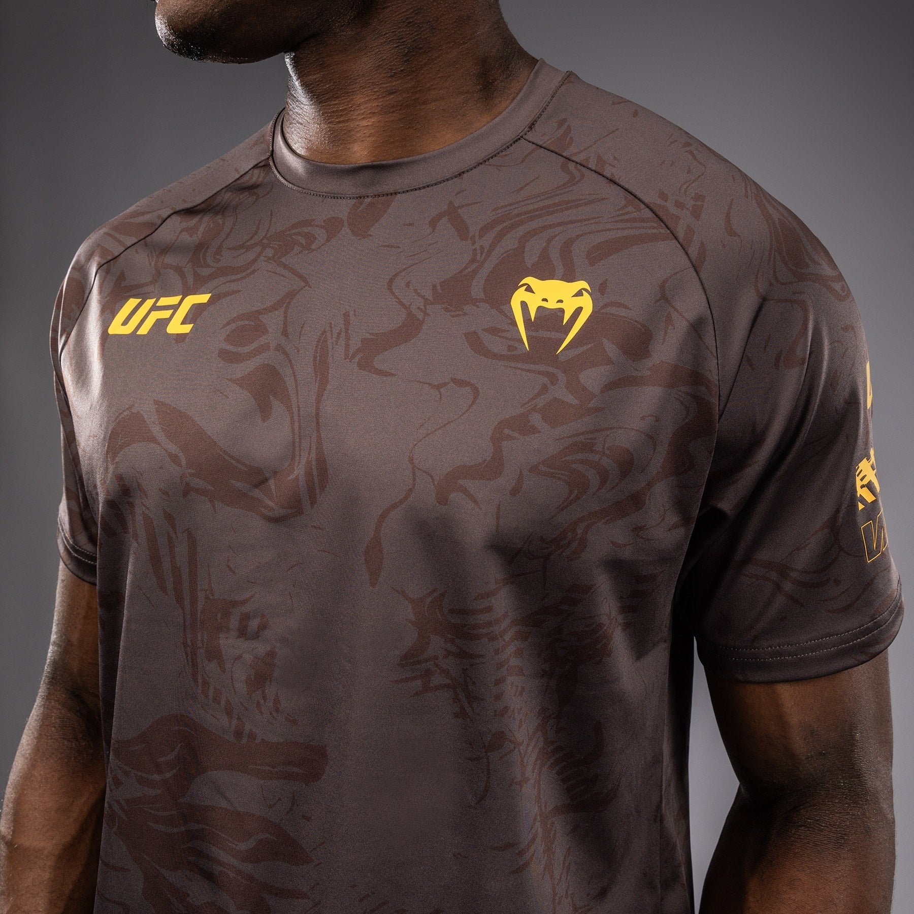 Venum UFC Fusion Fight Week Men's Dry Tech T-Shirt - Moisture Wicking, Breathable & Lightweight - Earthen Brown - Perfect for MMA Training, Gym Workouts & Casual Wear