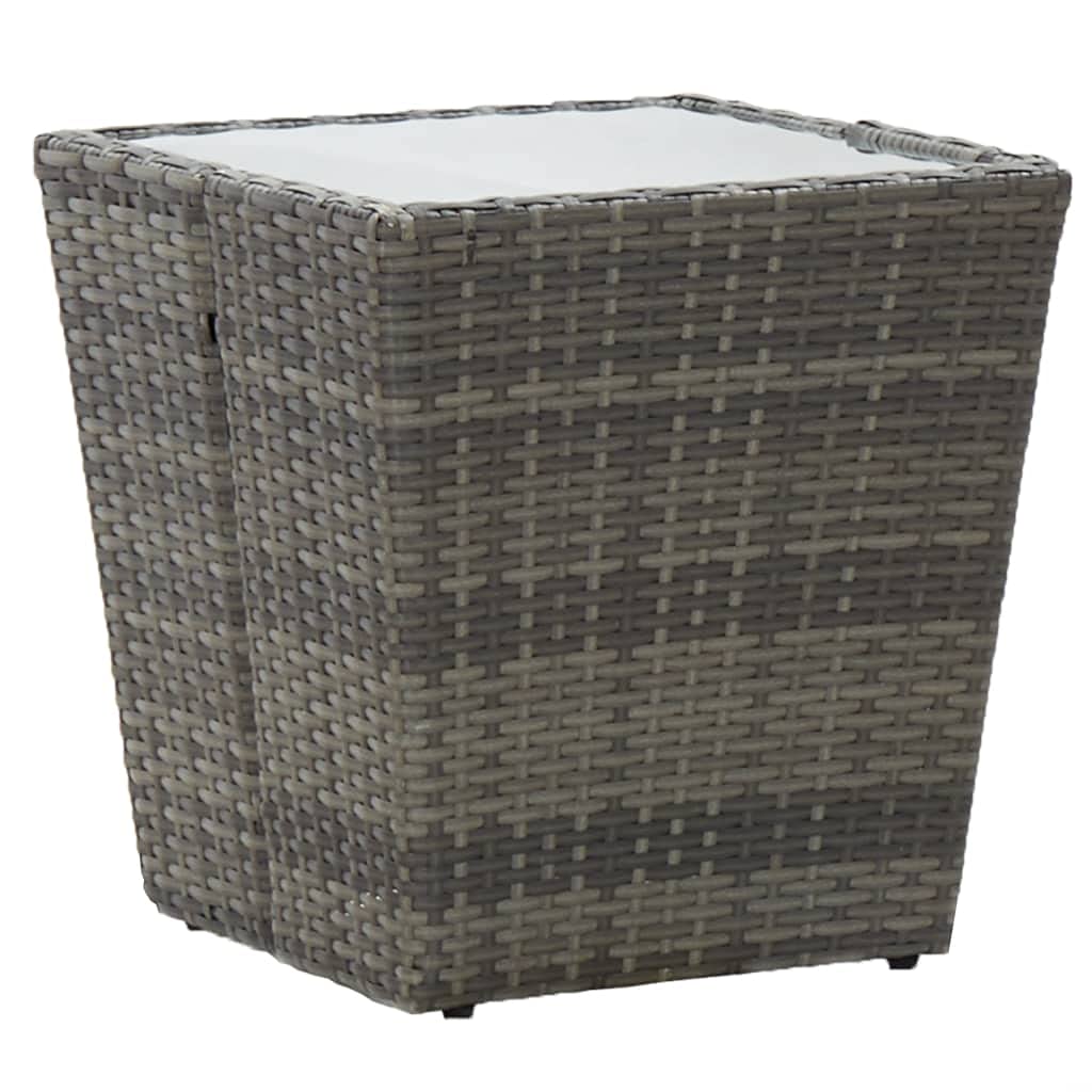 Modern Gray Rattan Coffee Table with Tempered Glass Top - 16.3