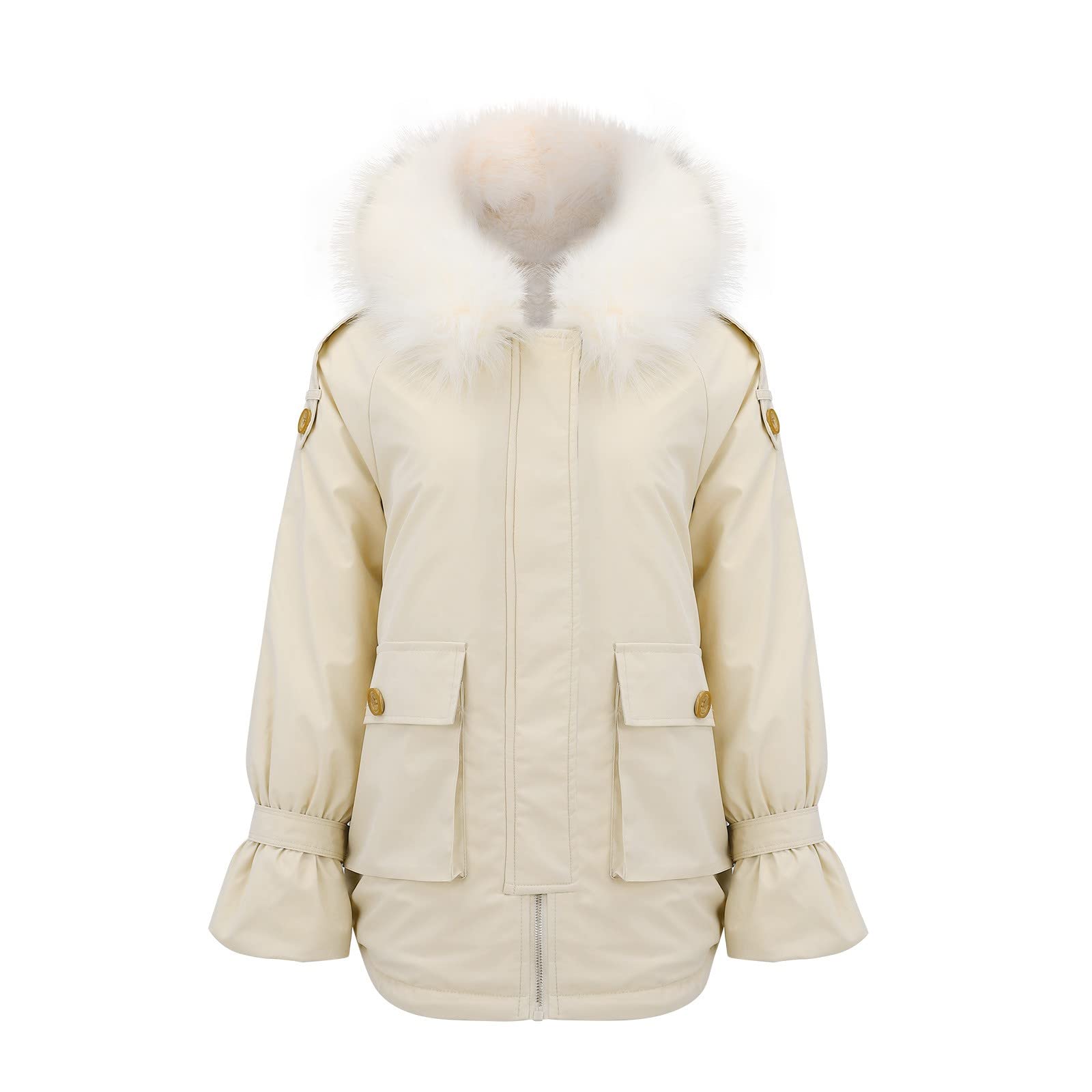 Women's Plus Size Velvet Padded Hooded Winter Coat - Warm Fleece Lined Long Jacket for Autumn & Winter | Casual Outwear for Work, Shopping & Outdoor Activities
