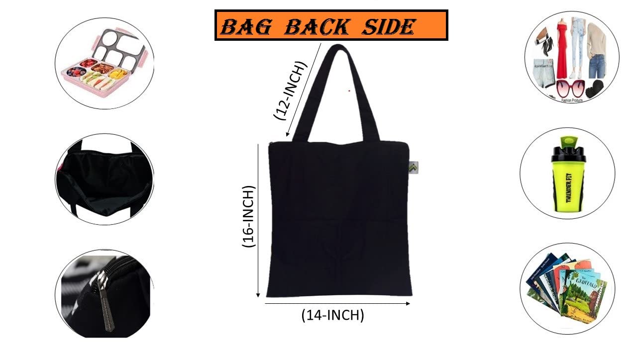 JELLIFY Canvas Printed Tote Bag - Durable Reusable Shopping Grocery Bag with 10kg Capacity - Perfect for Grocery Shopping, Beach Trips & Daily Use