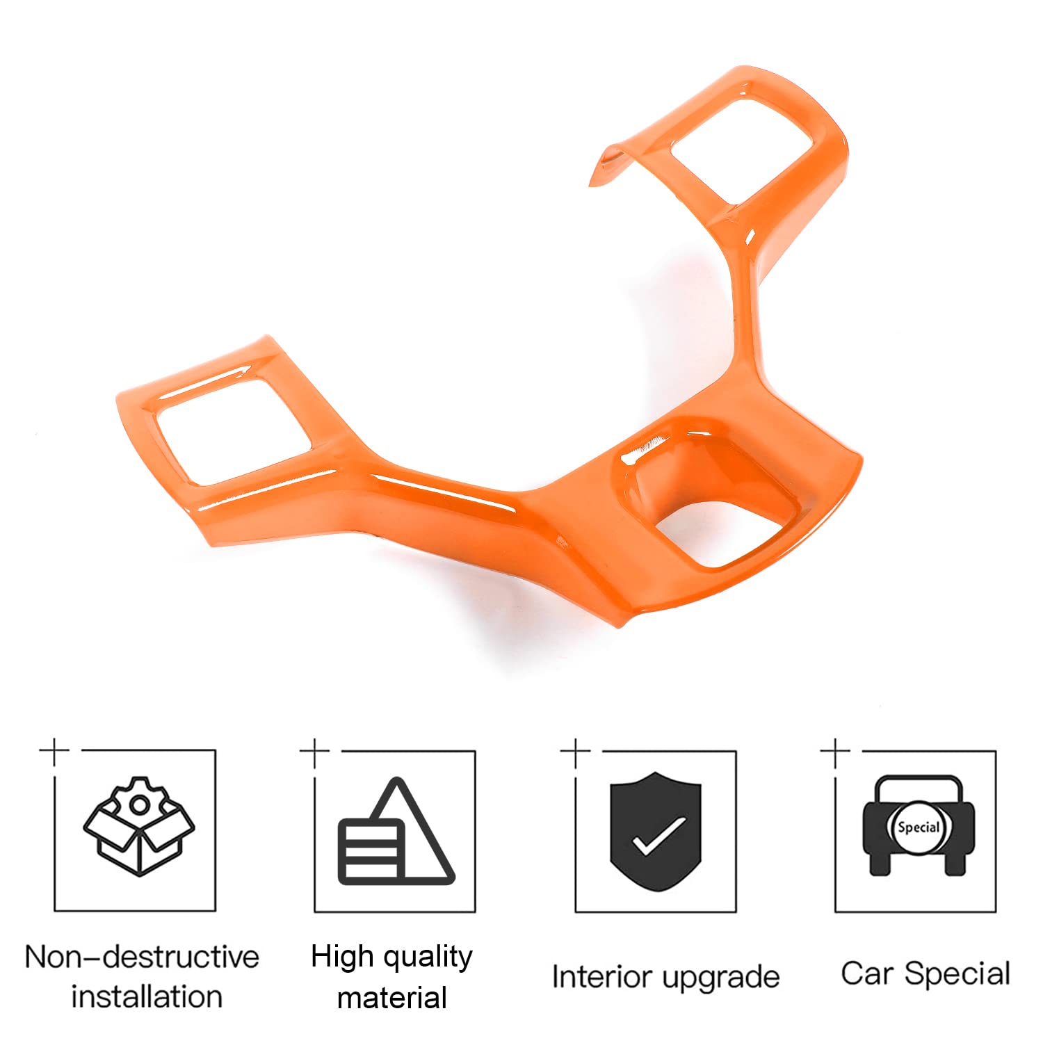 CheroCar Dodge RAM Steering Wheel Cover 2010-2017 - Orange Trim for Interior Decoration & Driving Comfort