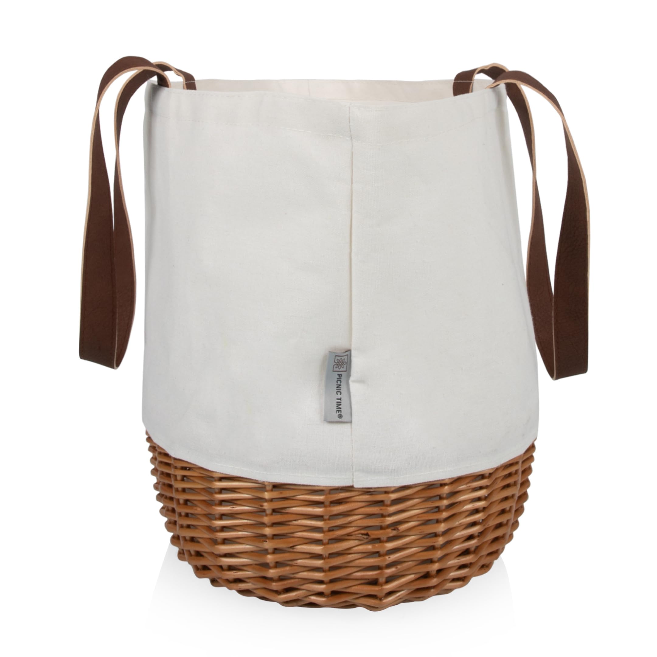 PICNIC TIME Promenade Picnic Basket for 2 - Willow & Canvas Picnic Set with Utensils, Wine Glasses, Plates - Perfect for Romantic Dates, Outdoor Dining, Beach Picnics & Park Outings (Beige)