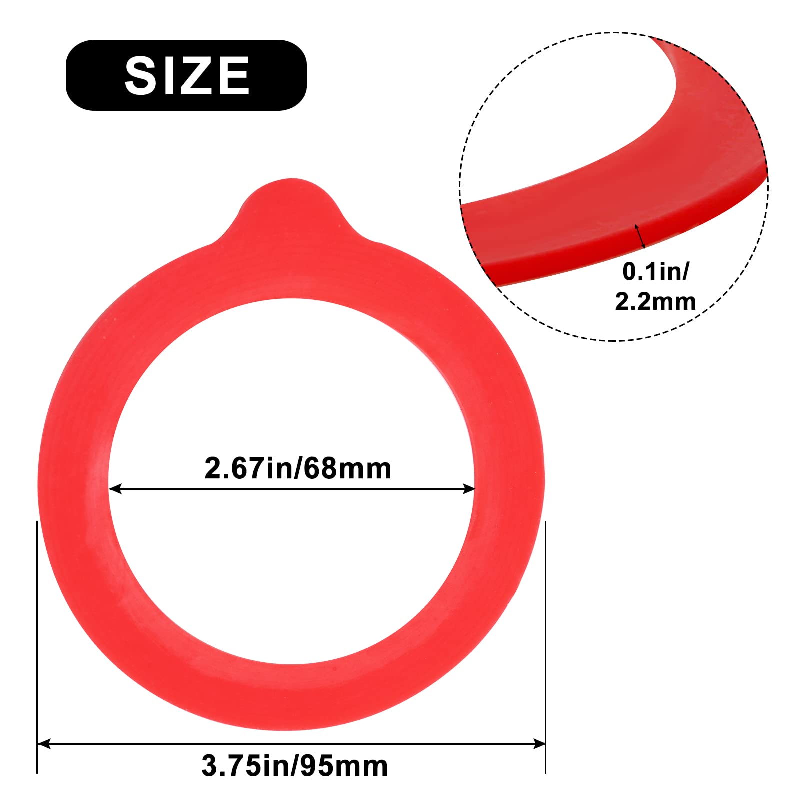 12-Pack 3.75 Inch Red Silicone Jar Gaskets - Food Grade Airtight Rubber Seals & Replacement Lids for Mason Jars - Perfect for Canning, Food Storage & Preserving Fruits/Jams (3.75 Inches)