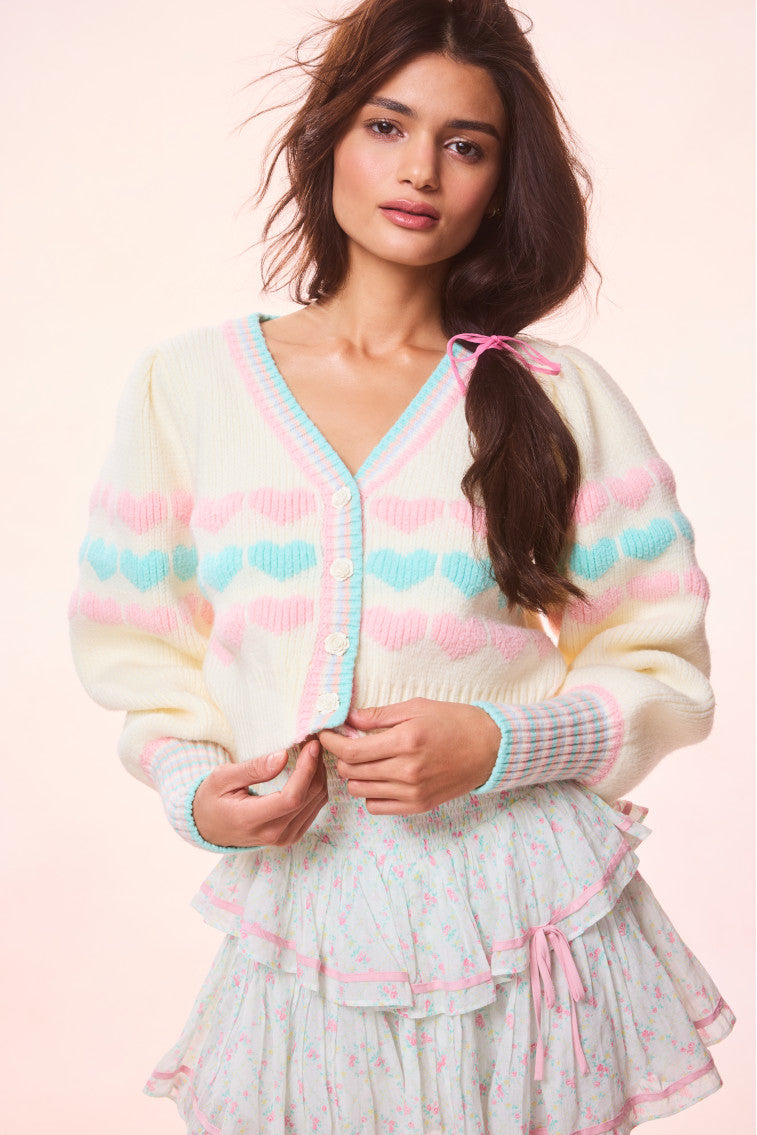 Buena Re Edition Heart Knit Cardigan - Women's Vintage Style Open Front Sweater for Fall & Winter | Cozy Layering for Casual Outfits, Date Nights & Office Wear
