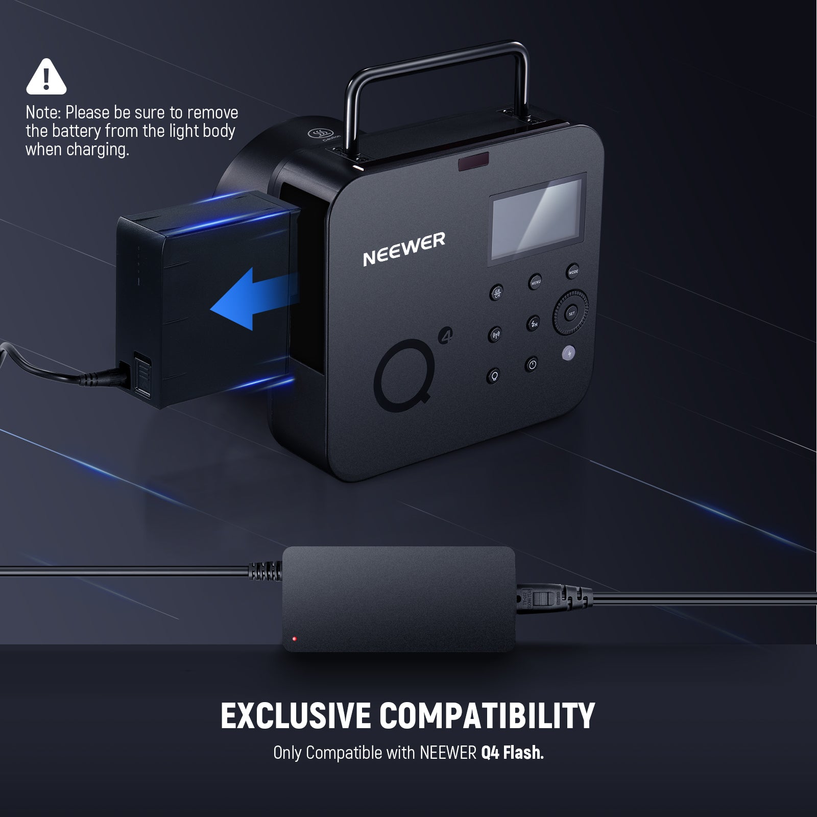 NEEWER NC Q4 Power Adapter & Cord Set - Compatible with NEEWER NC Q4 LED Light Panels - Perfect for Photography, Video Studio & Home Lighting