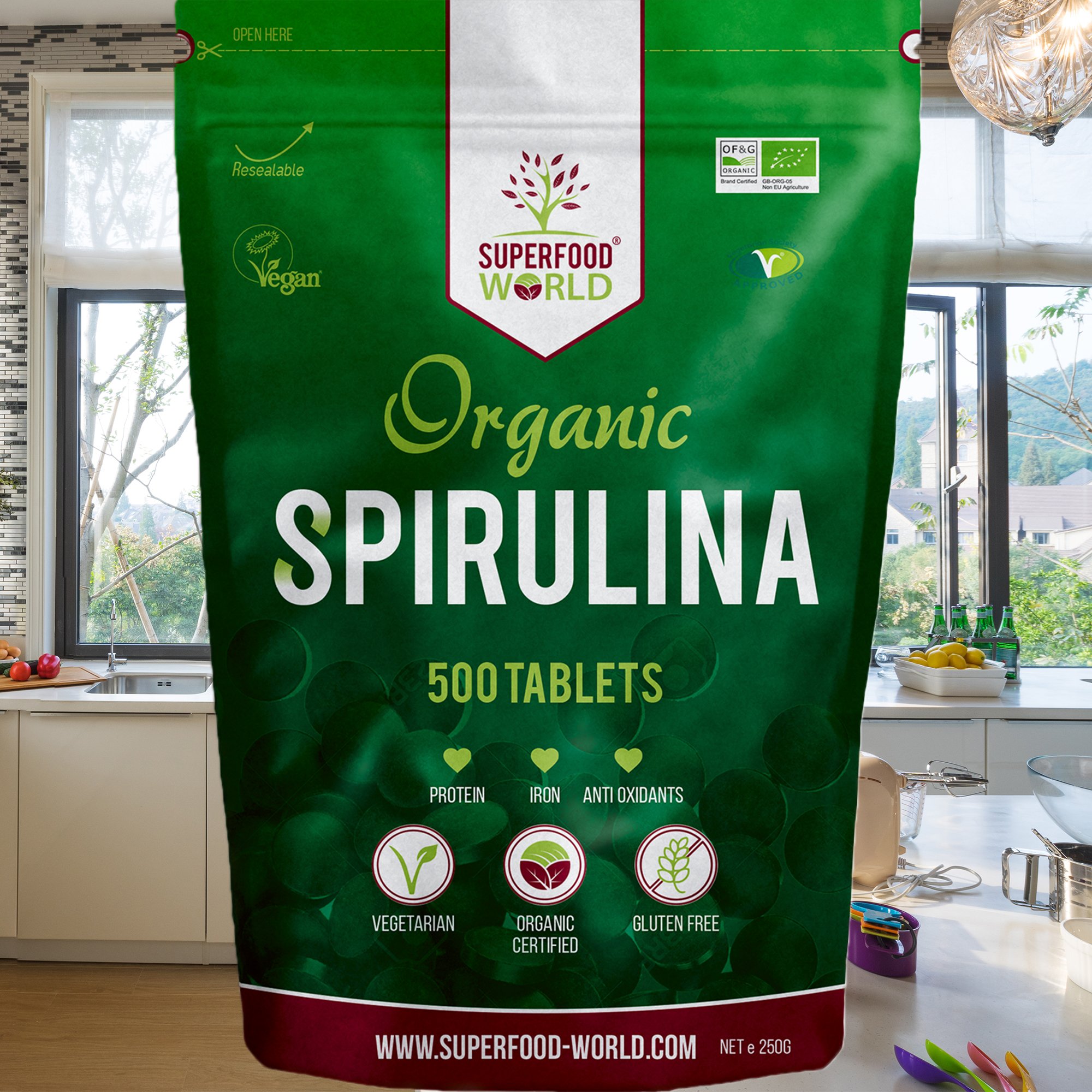 Organic Spirulina Tablets 500mg (500 Count) - Premium Superfood Supplement for Vegan Protein, Iron & Vitamins | UK Certified Organic | Supports Sports Nutrition, Detox & Energy Boost | Perfect for Smoothies, Post-Workout & Daily Wellness