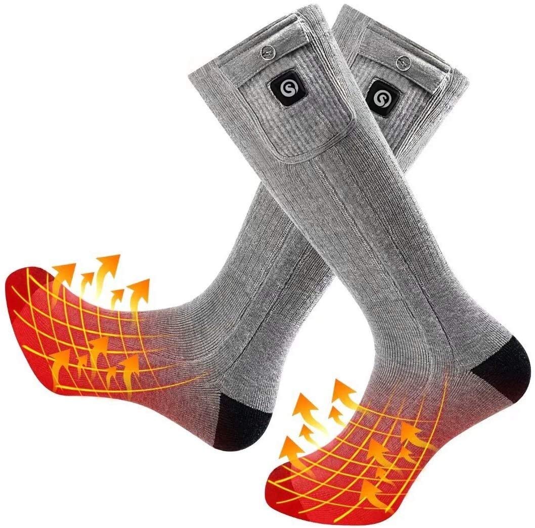 Rechargeable Heated Socks for Men & Women - 7.4V 2200mAh Battery Powered Thermal Winter Socks | Electric Warming Socks for Skiing, Camping, Hiking & Motorcycle Riding | Cozy Cotton Heated Footwear for Cold Weather