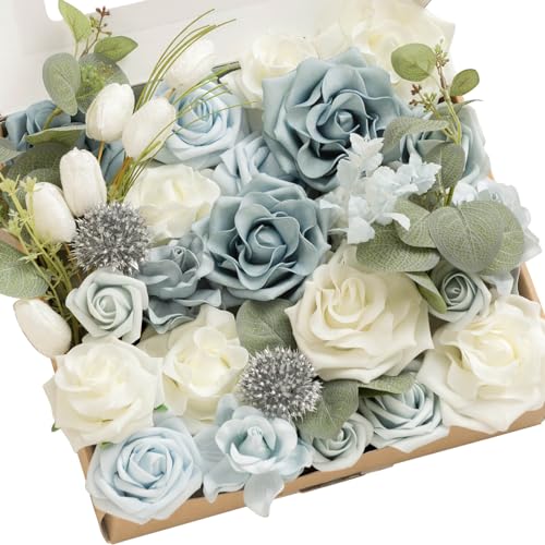 Blu-dusty Blue & White