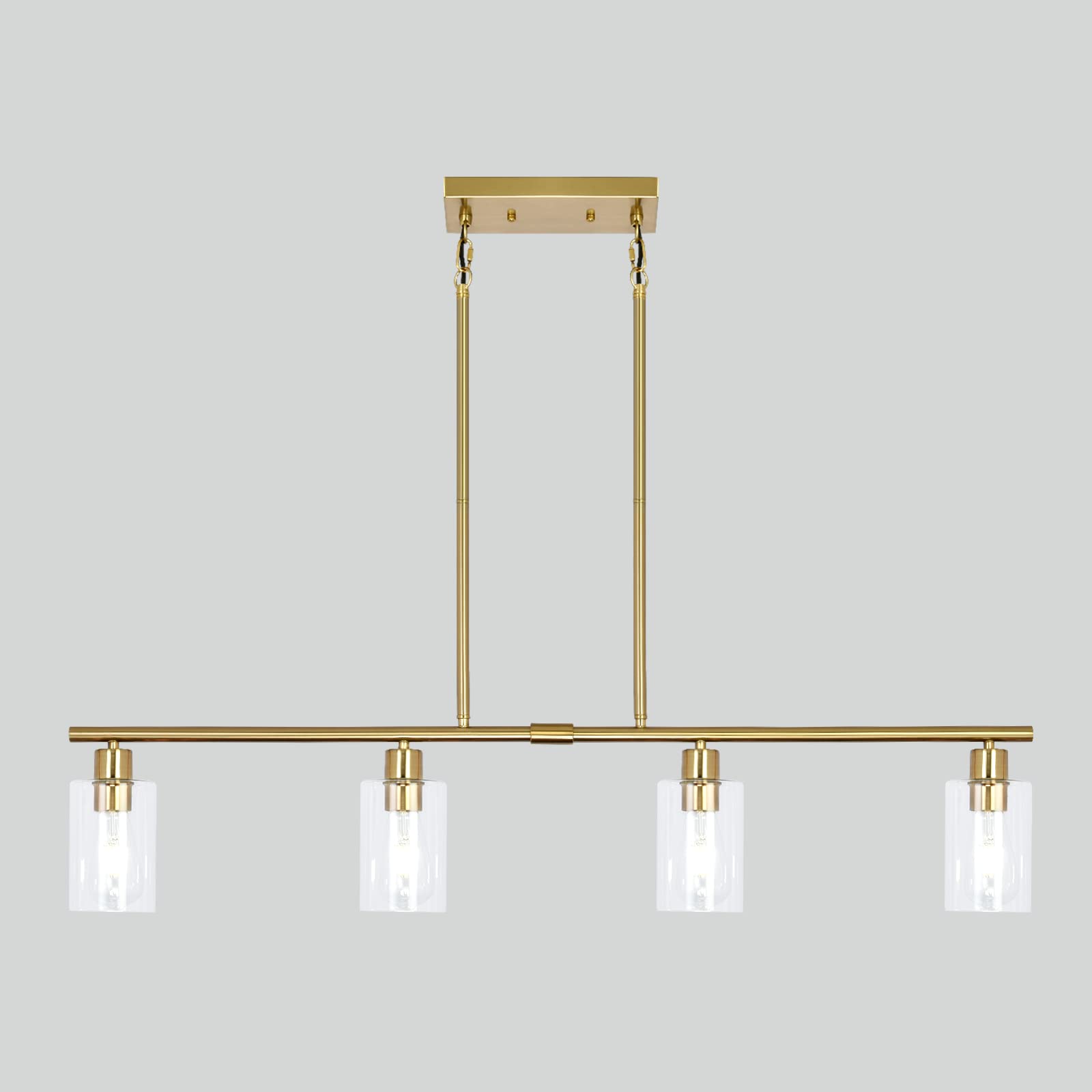 ALISADABOY Modern Industrial 4-Light Kitchen Island Pendant Lighting with Glass Shade - Farmhouse Dining Room Chandelier for Kitchen, Dining Table, Living Room & Bar Area | Perfect for Open Concept Homes & Restaurant Decor