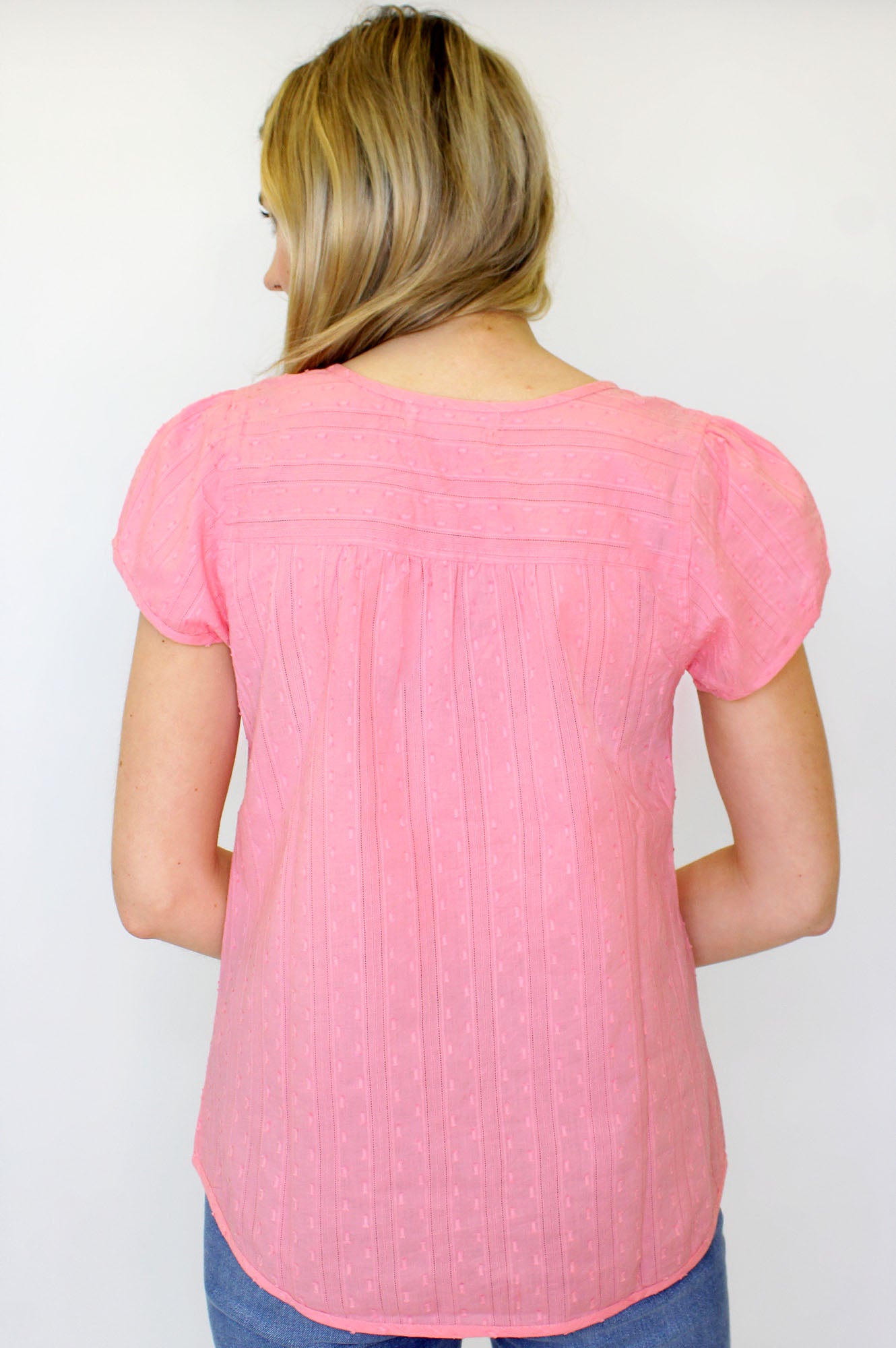Lisbon Cotton Dobby Shirt for Women - Soft Pink Casual Button Down Blouse | Perfect for Office, Date Night & Spring Outfits