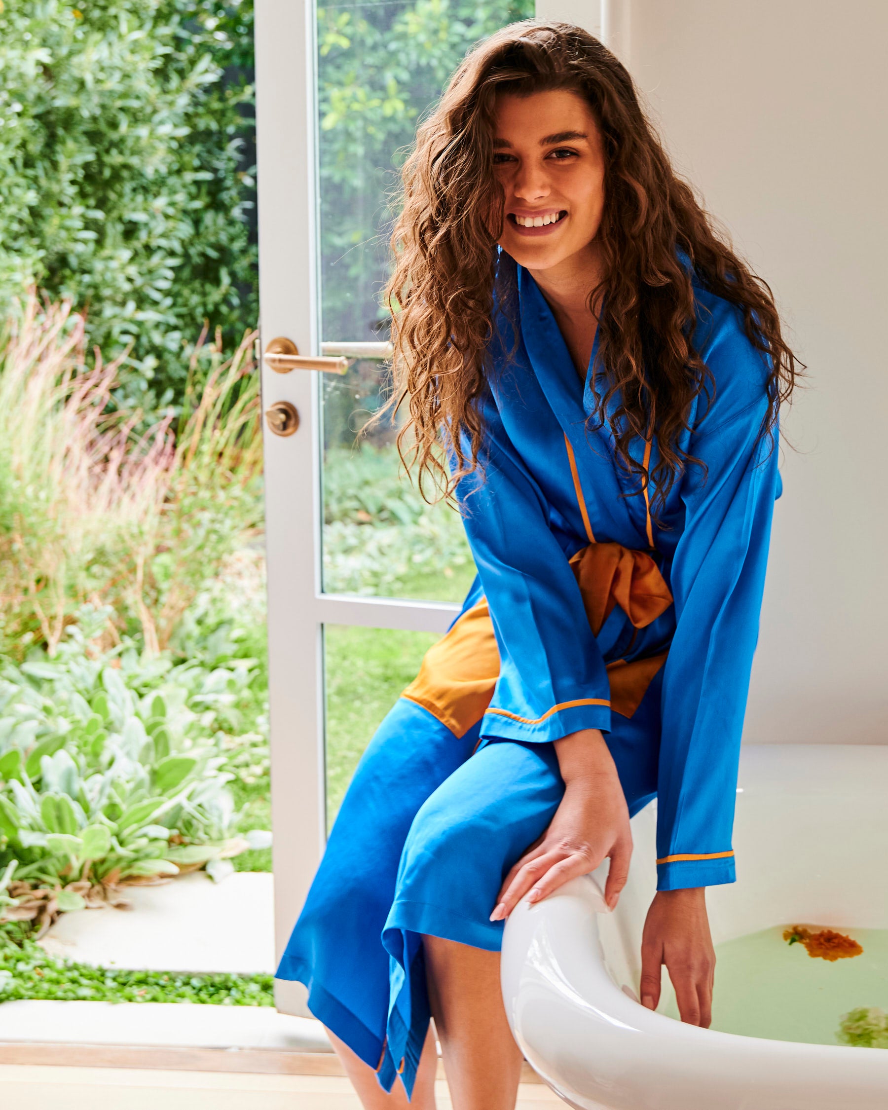 Premium Sapphire Eco Satin Robe for Women - Soft & Luxurious Bathrobe with Pockets - Perfect for Spa, Bridal, Hotel & Home Relaxation