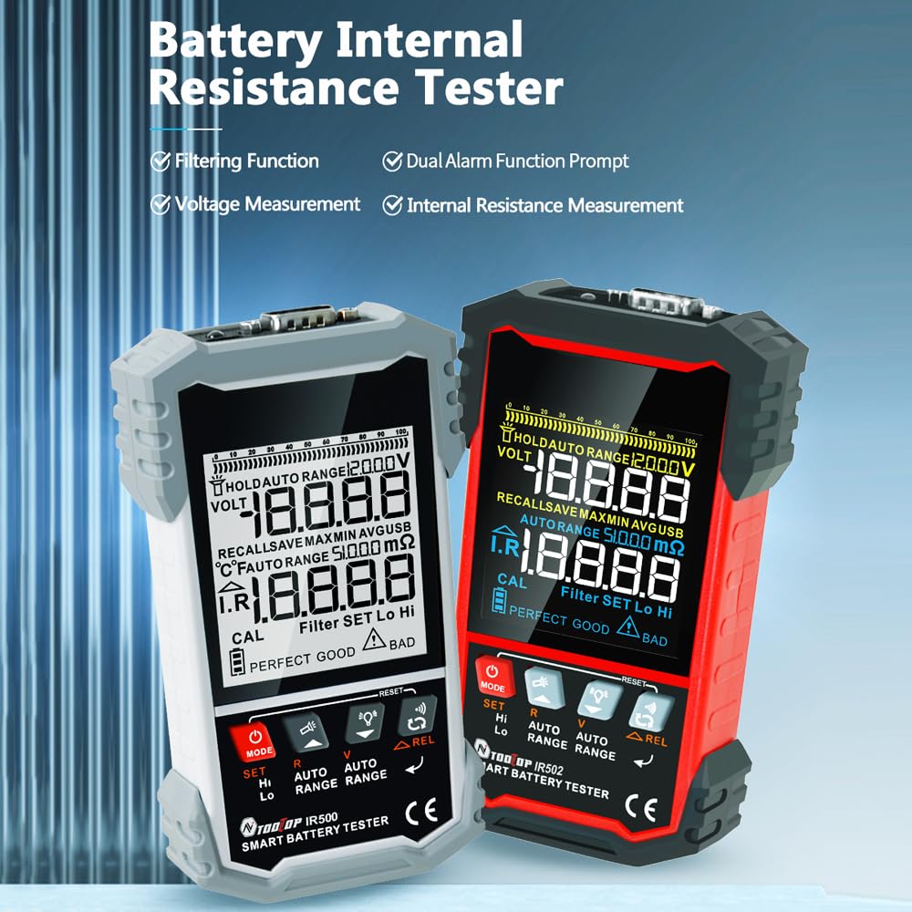 WOTAO 3.2-inch Digital Battery Internal Resistance Tester - Professional Voltage Measurement Device with Self-Calibration, Dual Alarm & Auto Shutoff - Perfect for Car Batteries, Solar Panels & Electronics Maintenance