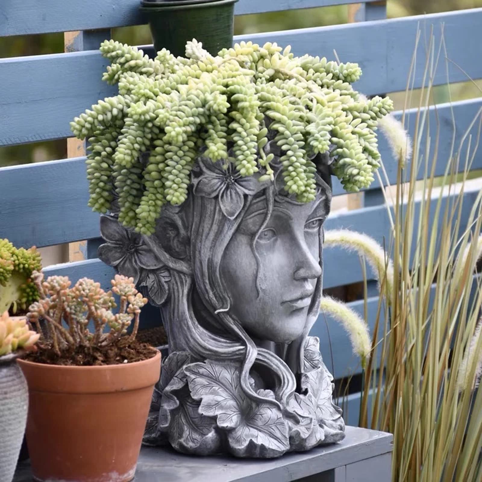 Goddess Head Flower Pot Resin Mold - Succulent Plant Pot Silicone Mold for Gypsum, Cement & Concrete - DIY Clay Molds for Home Decor, Garden & Wedding Centerpieces