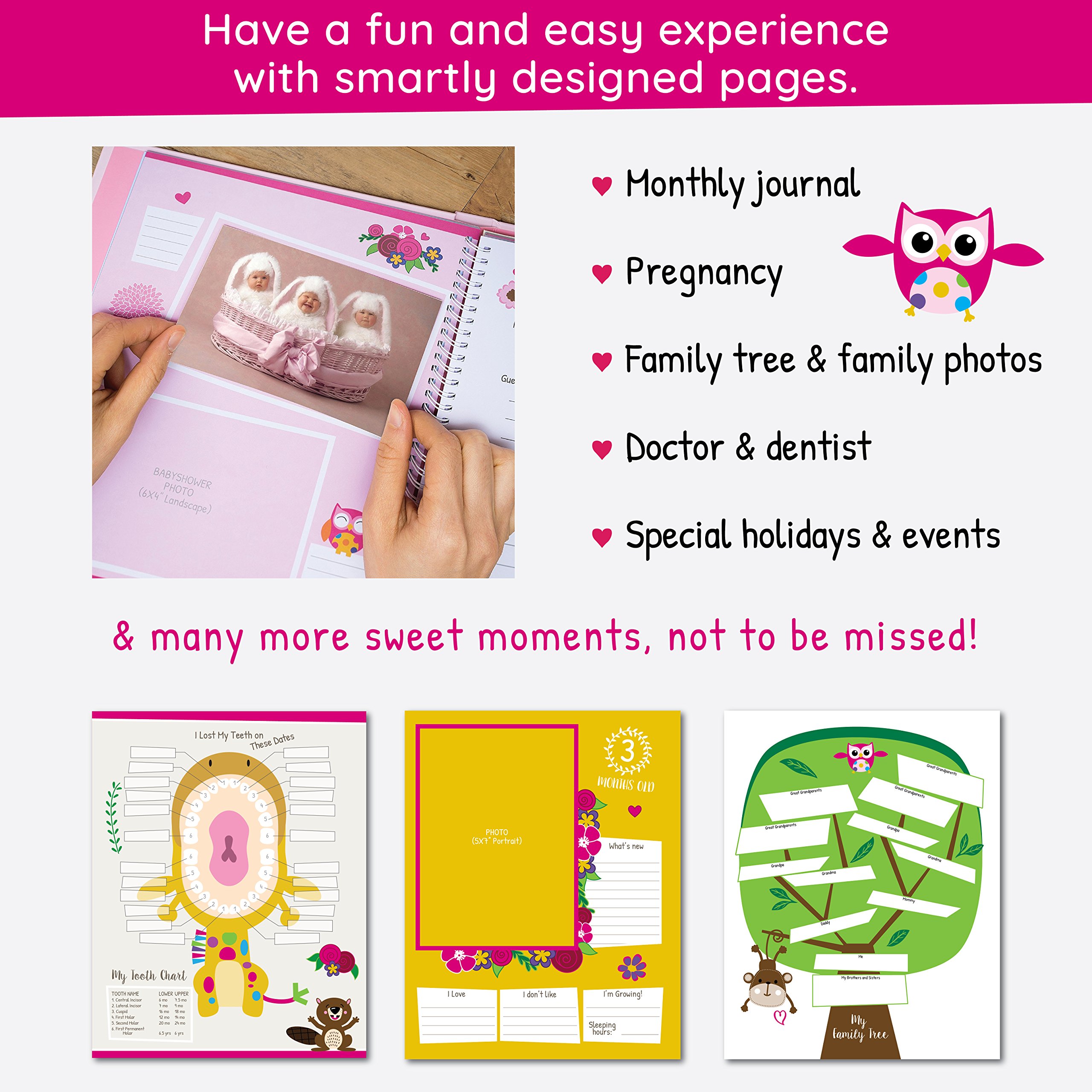 Ronica Baby Girl Gift Set with Memory Book & Monthly Stickers - Modern Photo Journal & Keepsake Album for First 5 Years - Perfect Baby Shower Gift for Mom, Dad & Grandparents - Capture Precious Milestones & Create Lasting Memories