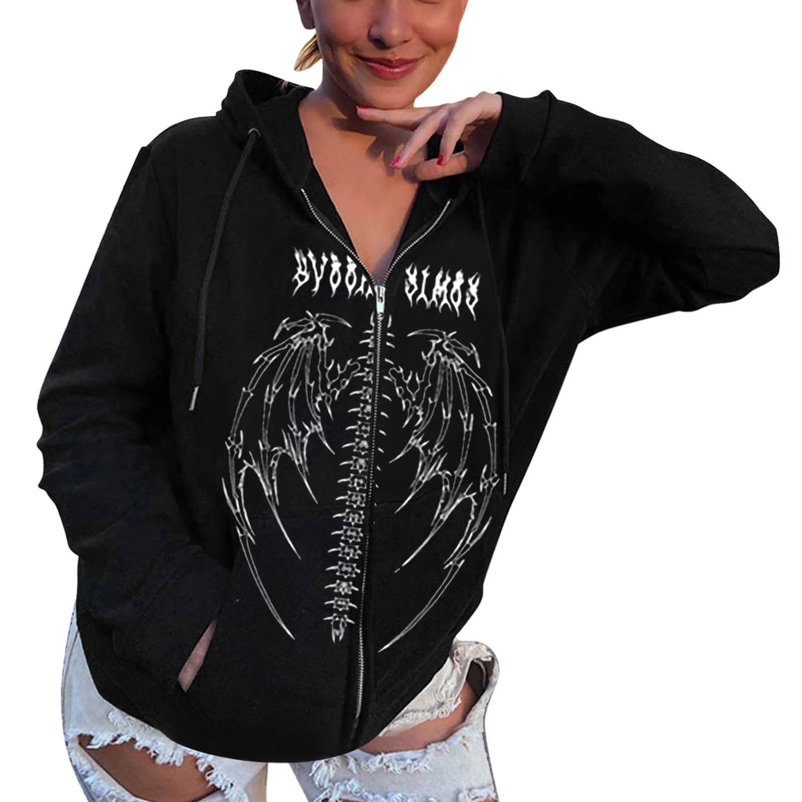 Women's Oversized Casual Pullover Sweatshirt | Loose Crewneck Hoodie with Print | Halloween Costume & Everyday Wear | Cozy Fall Winter Fashion