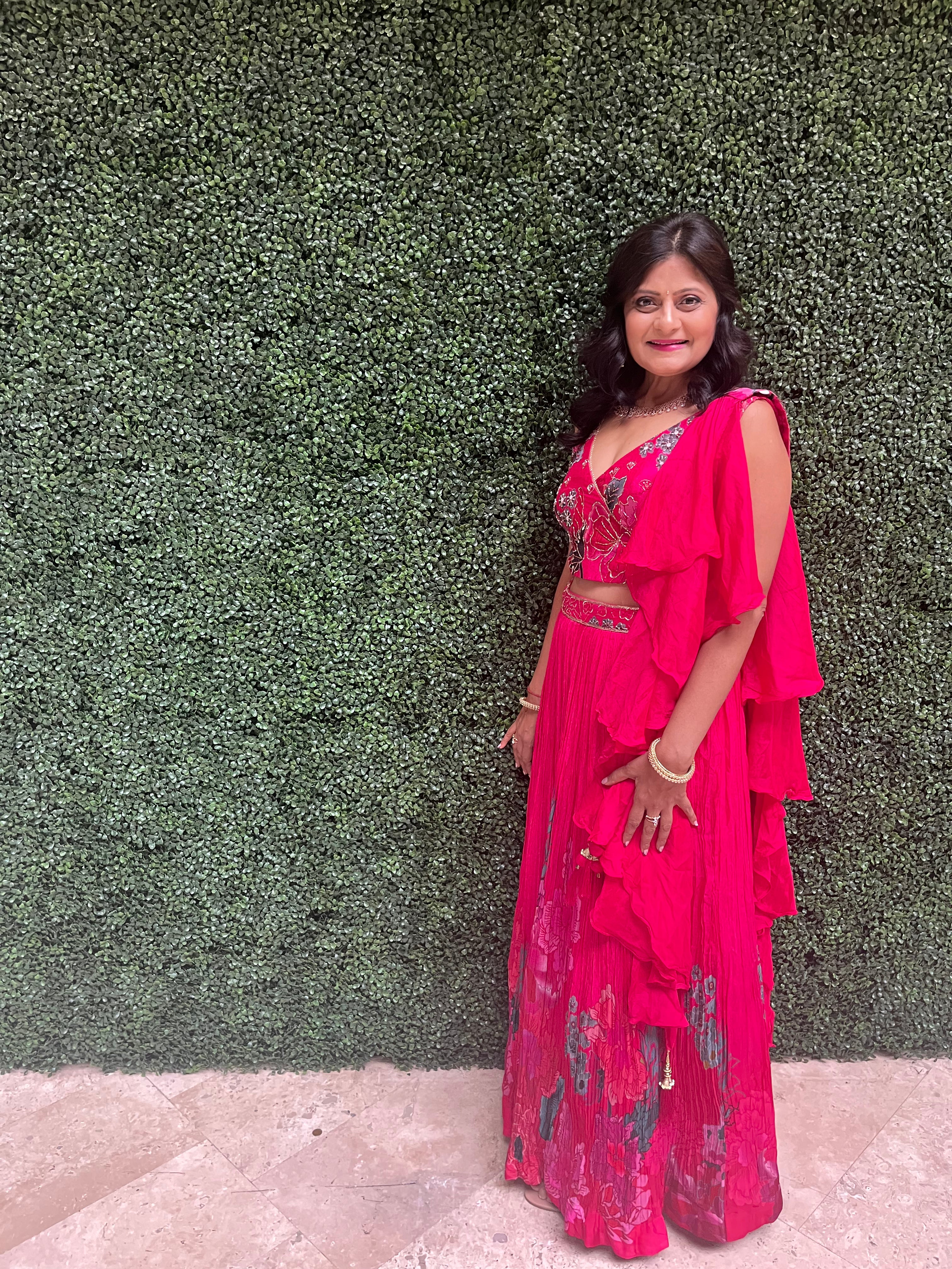 Dark Pink Floral Lehenga Choli Set - Indian Traditional Bridal Party Wear for Weddings & Festivals