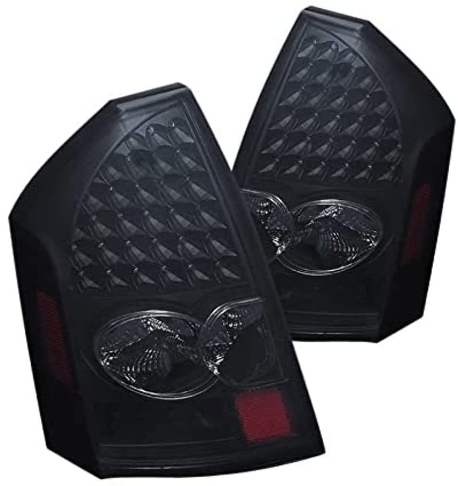 Xtune ALT-JH-C305-LED-BSM LED Tail Lights for Chrysler 300C - Smoked Black Housing, Sequential Turn Signal, Waterproof Design - Perfect for Night Driving & Car Customization