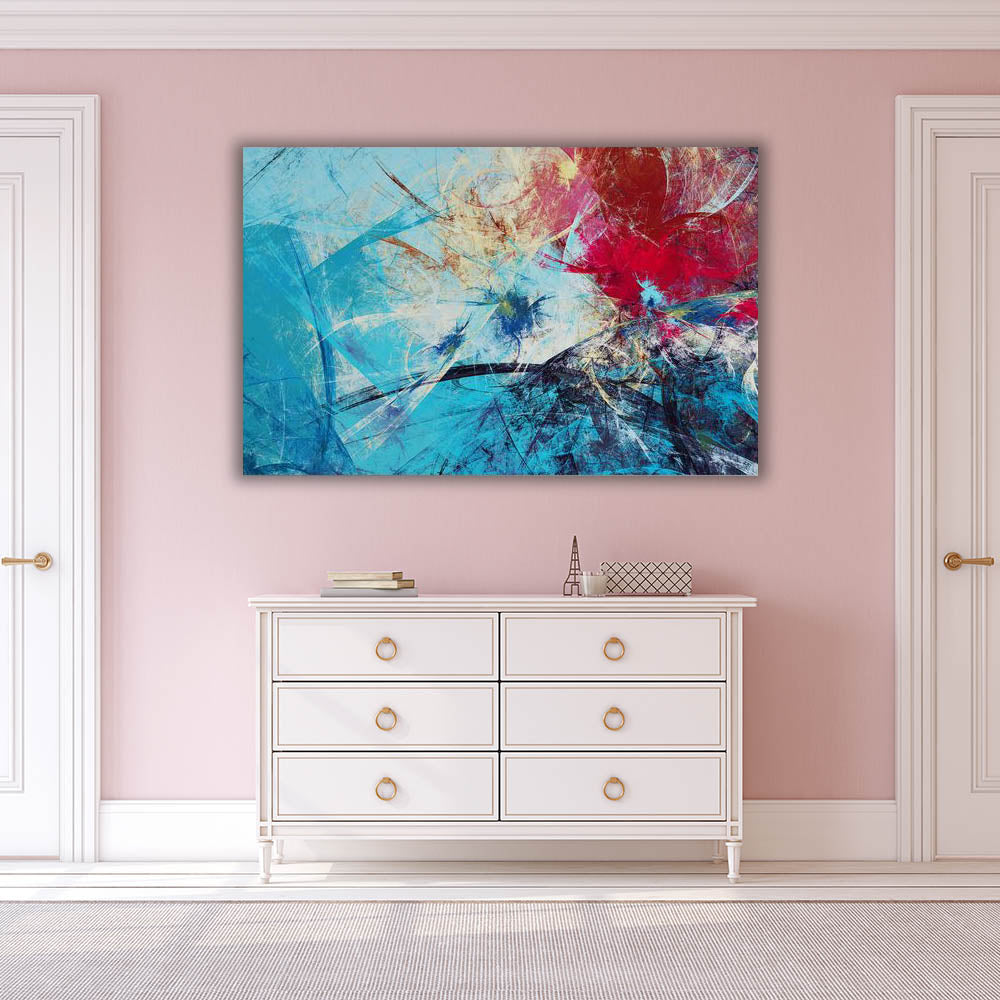 Abstract Blue & Red Wall Art Canvas Painting - Modern Home Decor for Living Room, Bedroom & Office - Perfect Gift for Housewarming & Holidays