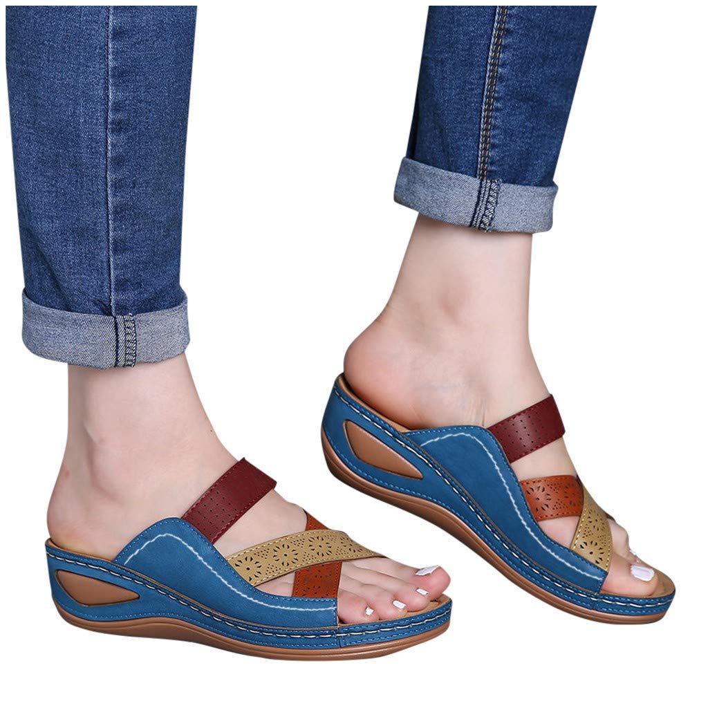 Gloneld Women's Flower Slip-On Platform Sandals - Comfortable Casual Beach Flip Flops for Summer, Poolside, and Vacation Wear