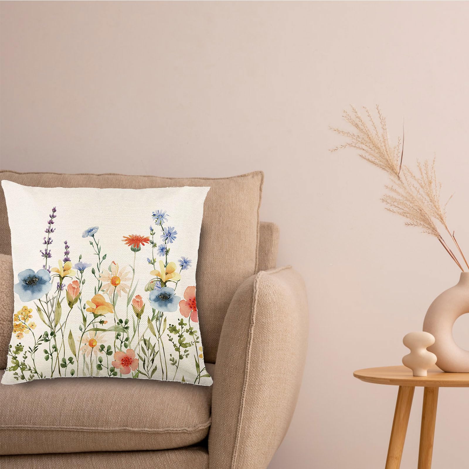 ONFAON Spring Pillow Covers 18x18 Inch - Farmhouse Linen Cushion Cases for Outdoor & Indoor Decor | Seasonal Home Accents for Sofa, Porch, Garden & Living Room